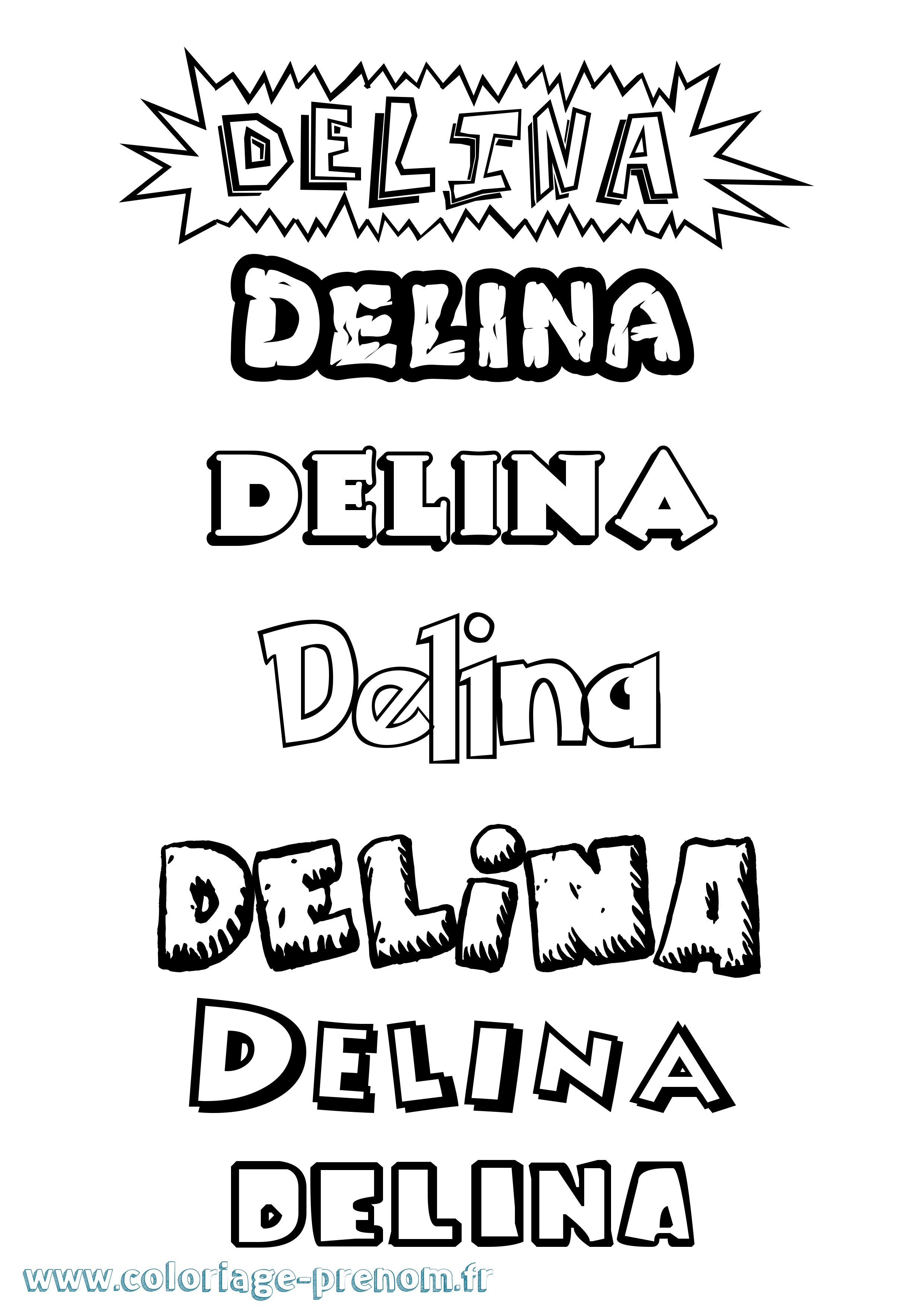 Coloriage Delina Dessin Animé Coloriage prénom Delina Dessin Animé