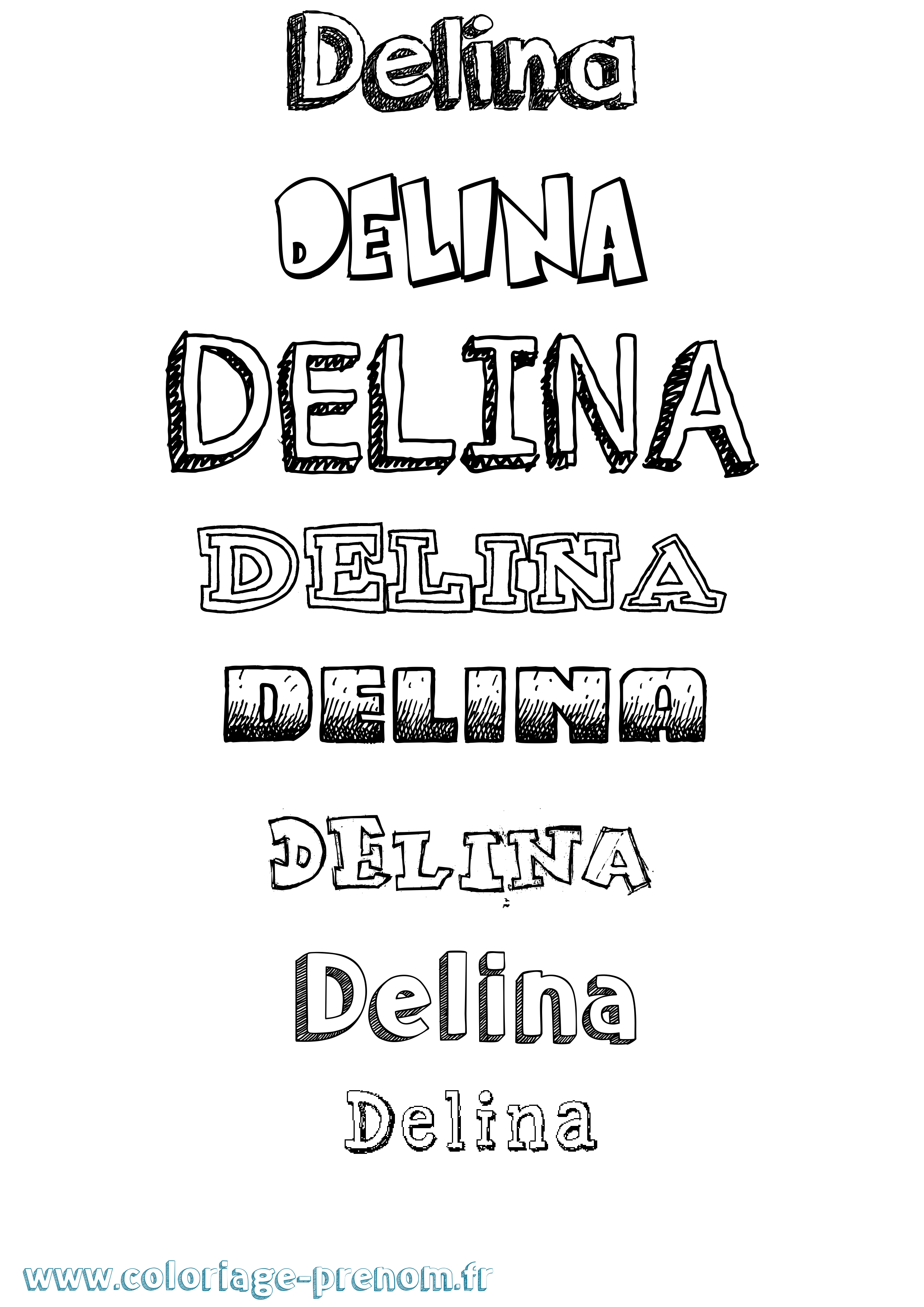 Coloriage Delina Dessiné Coloriage prénom Delina Dessiné