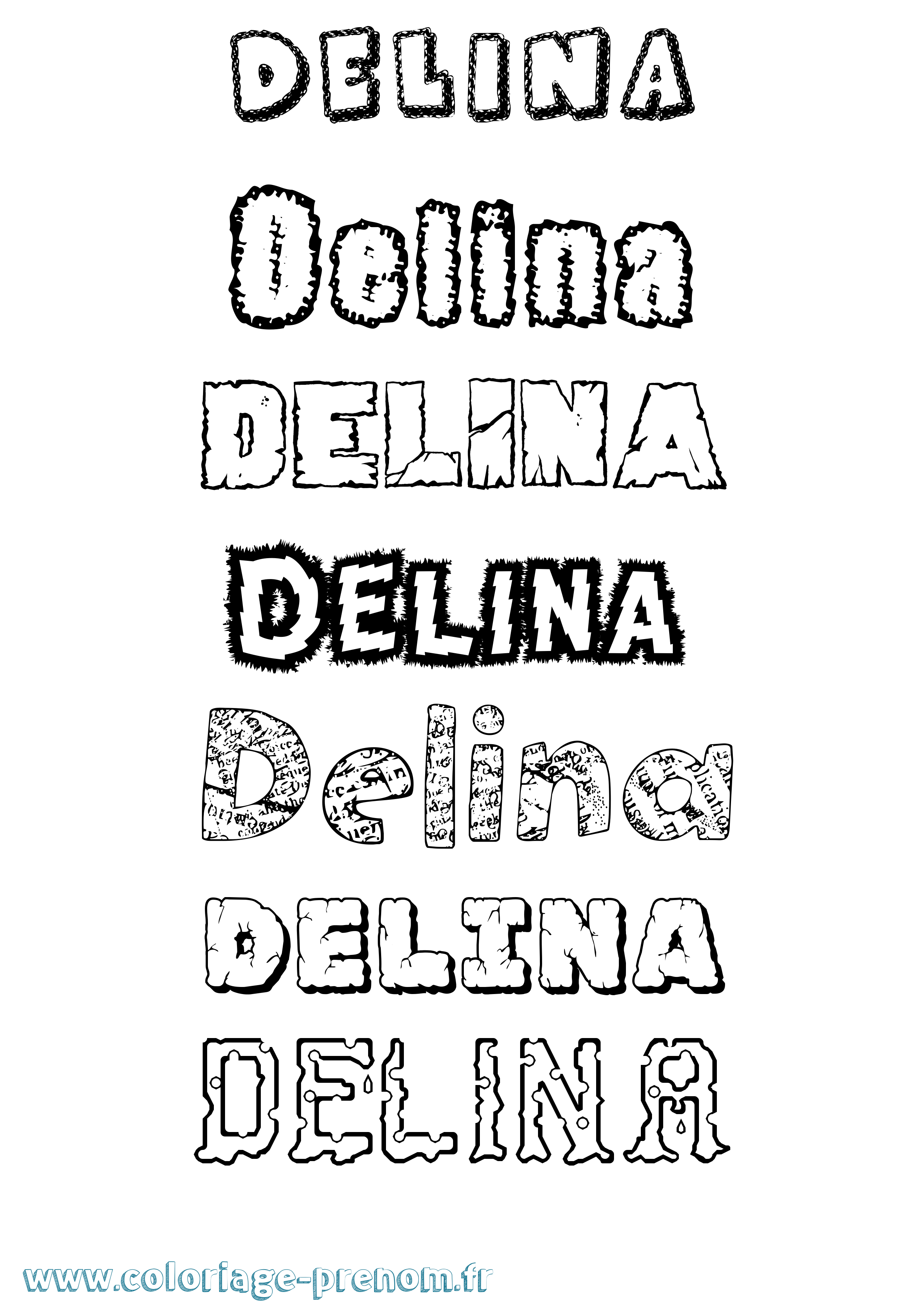 Coloriage Delina Destructuré Coloriage prénom Delina Destructuré