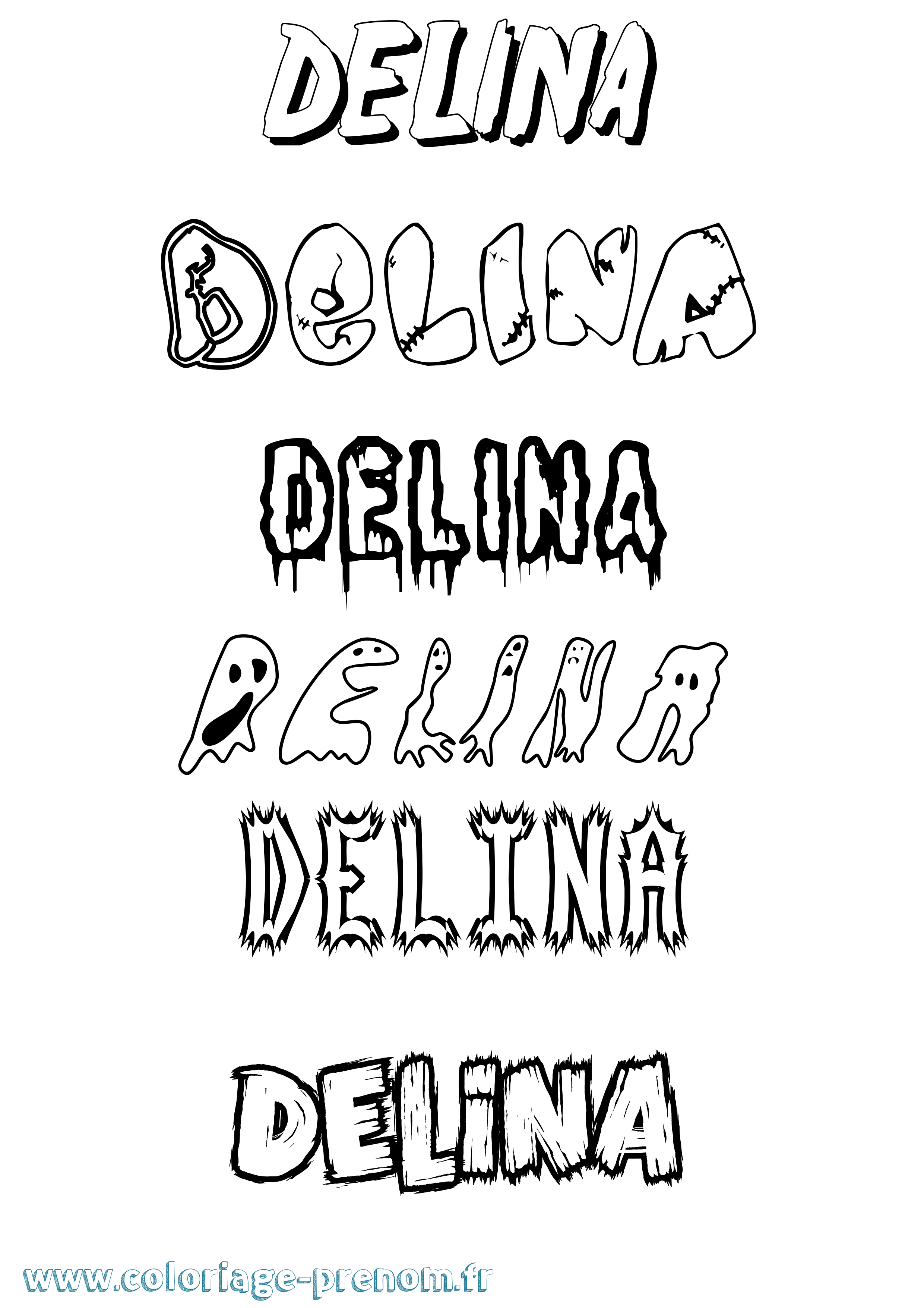 Coloriage Delina Frisson Coloriage prénom Delina Frisson