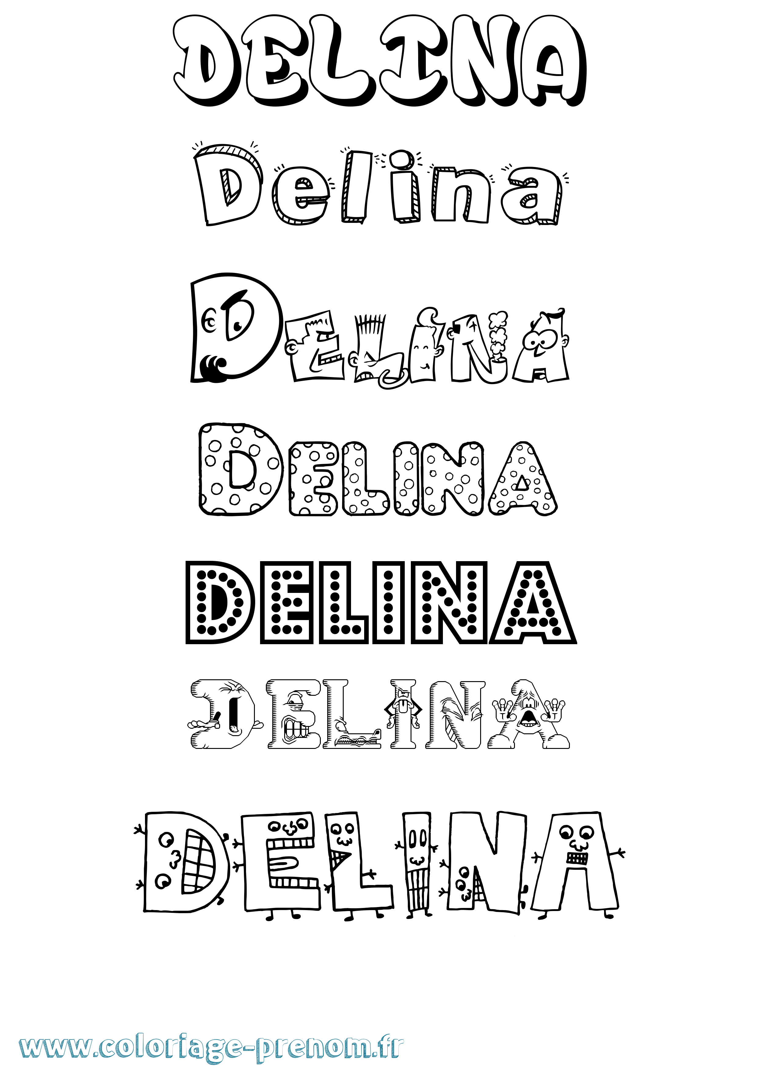 Coloriage Delina Fun Coloriage prénom Delina Fun