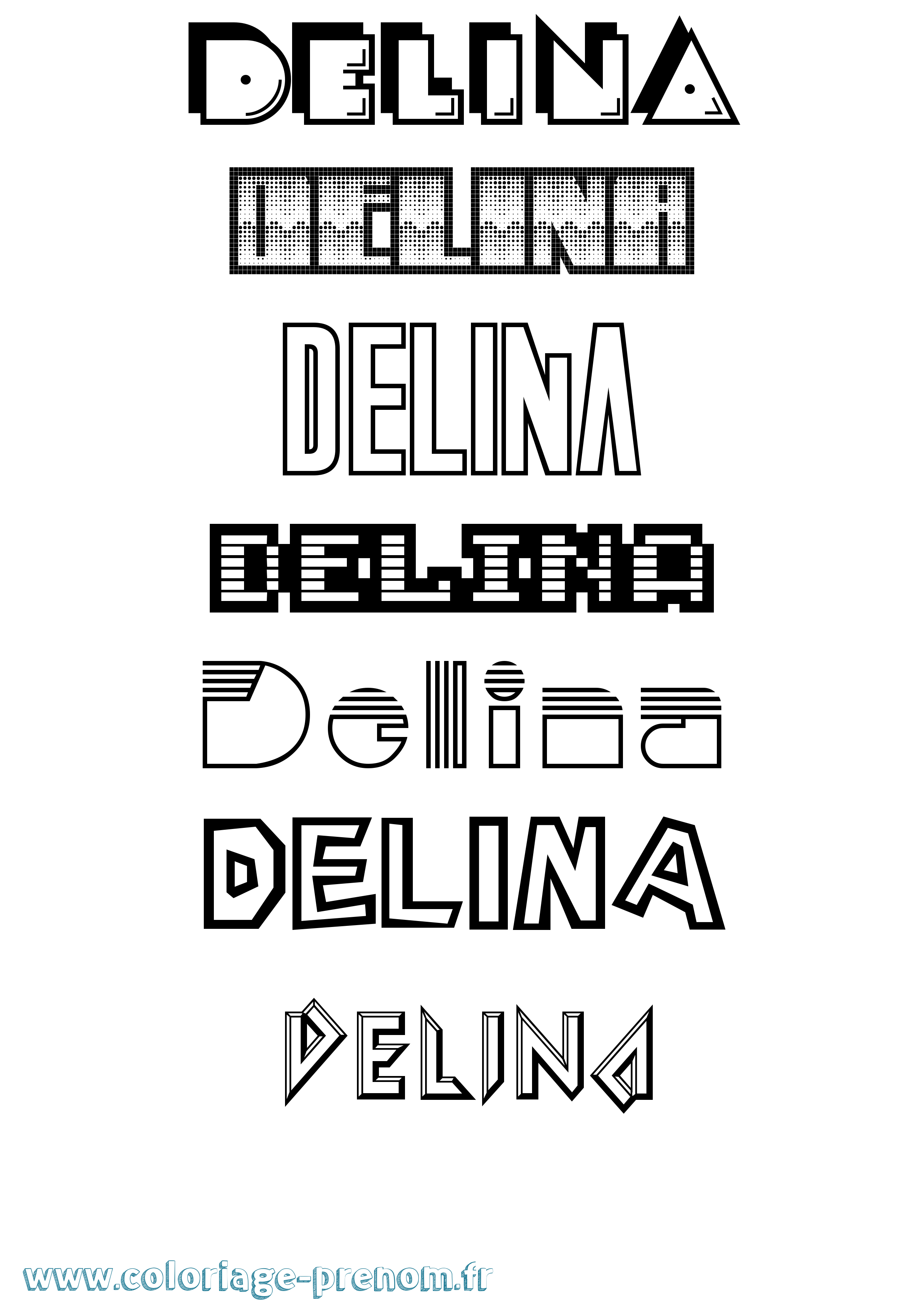 Coloriage Delina Jeux Vidéos Coloriage prénom Delina Jeux Vidéos