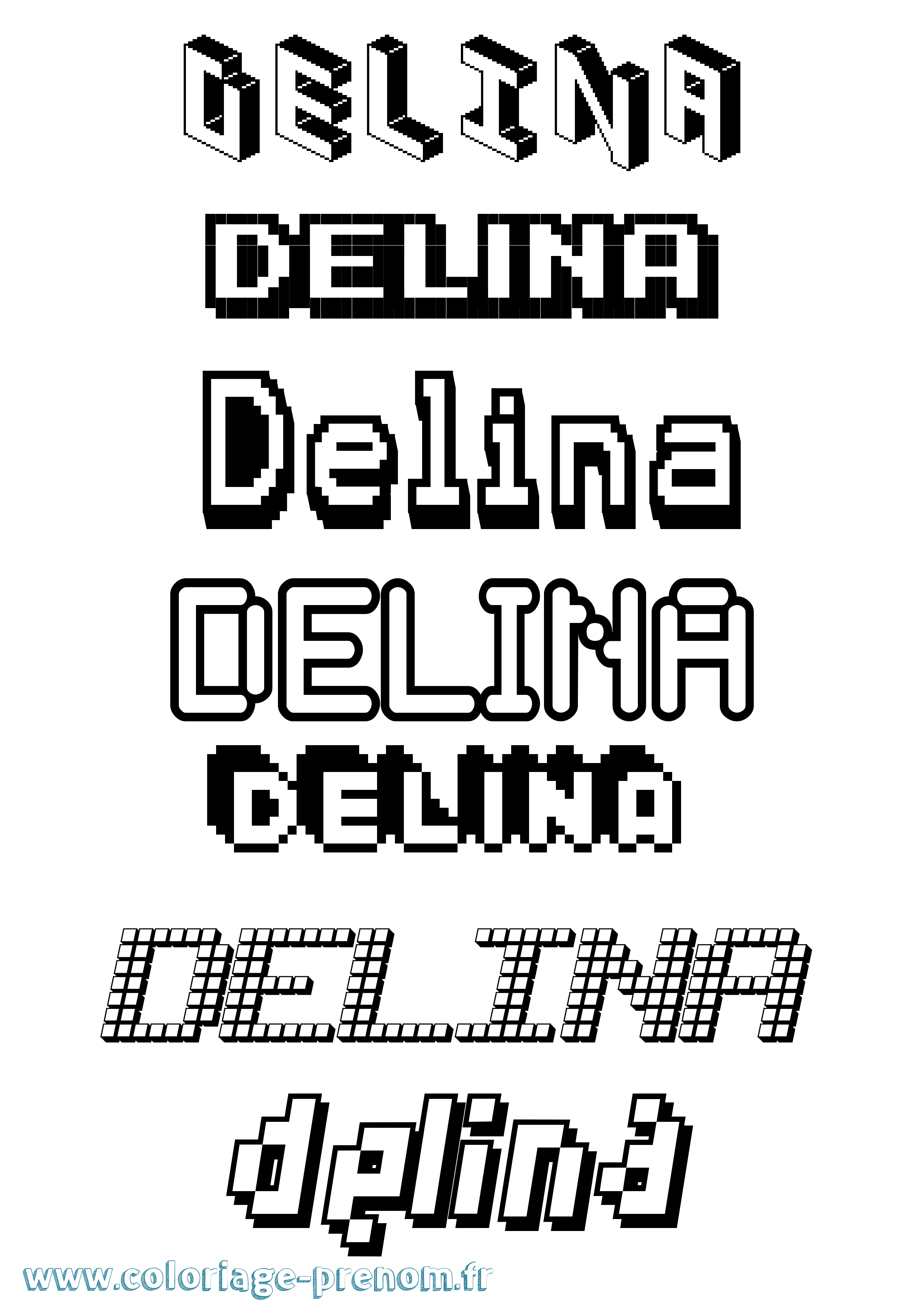 Coloriage Delina Pixel Coloriage prénom Delina Pixel