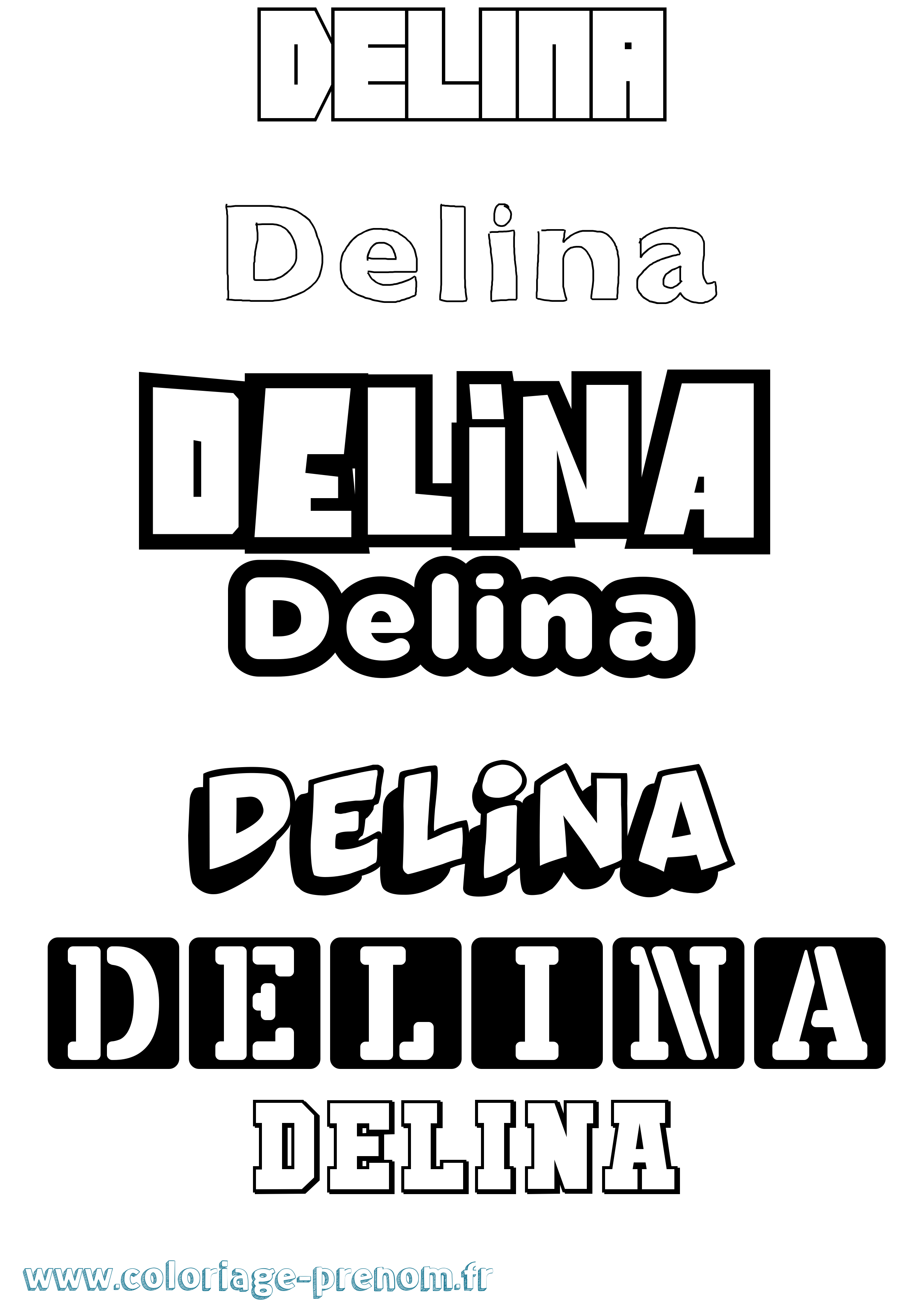 Coloriage Delina Simple Coloriage prénom Delina Simple