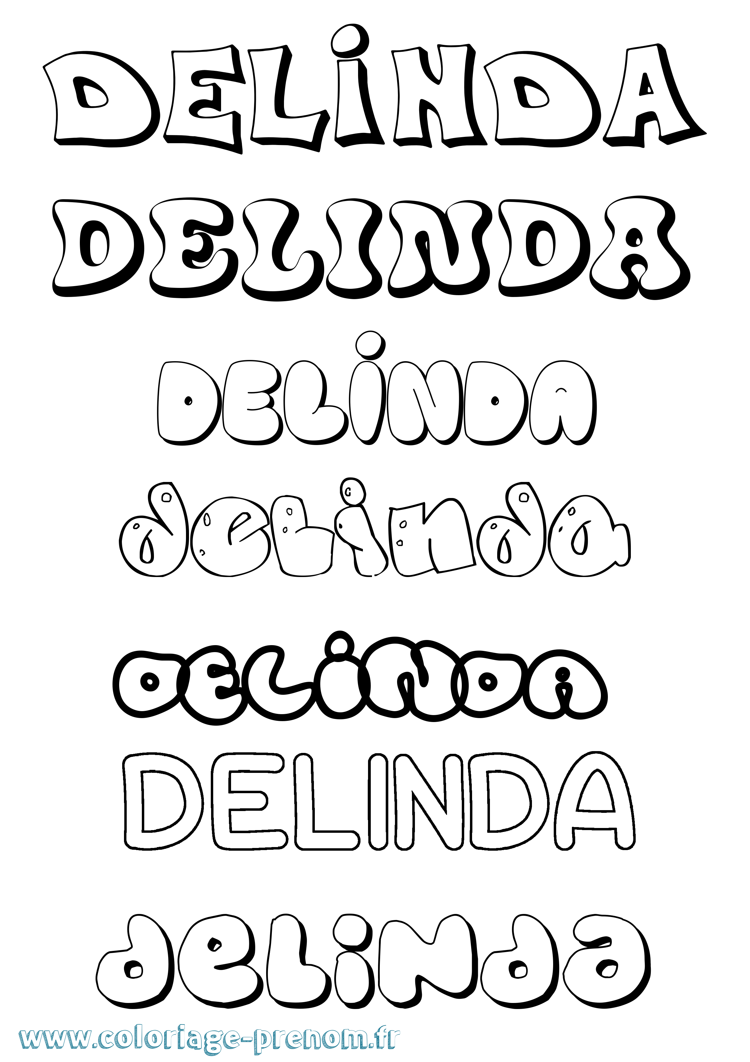 Coloriage Delinda Bubble Coloriage prénom Delinda Bubble