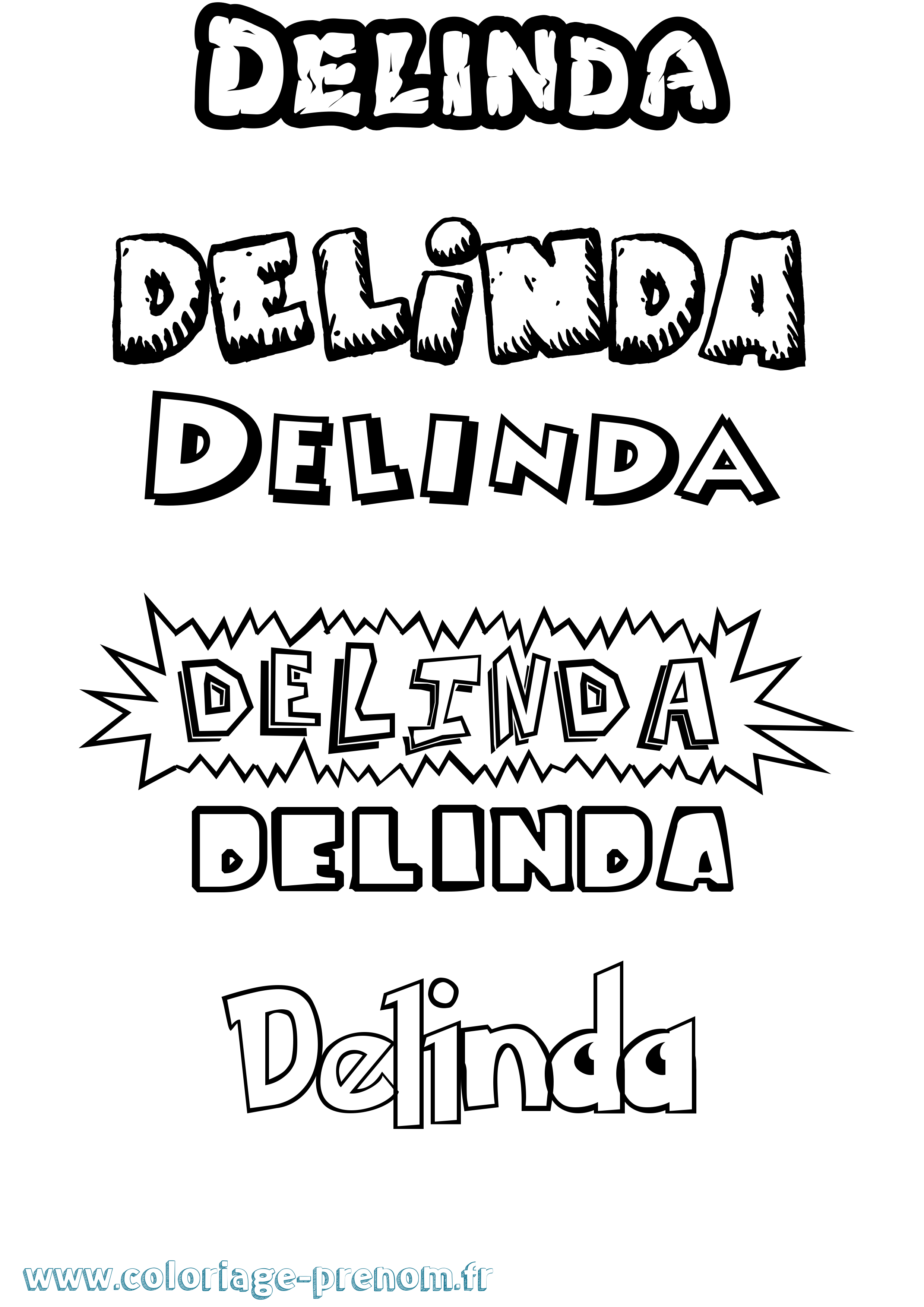 Coloriage Delinda Dessin Animé Coloriage prénom Delinda Dessin Animé