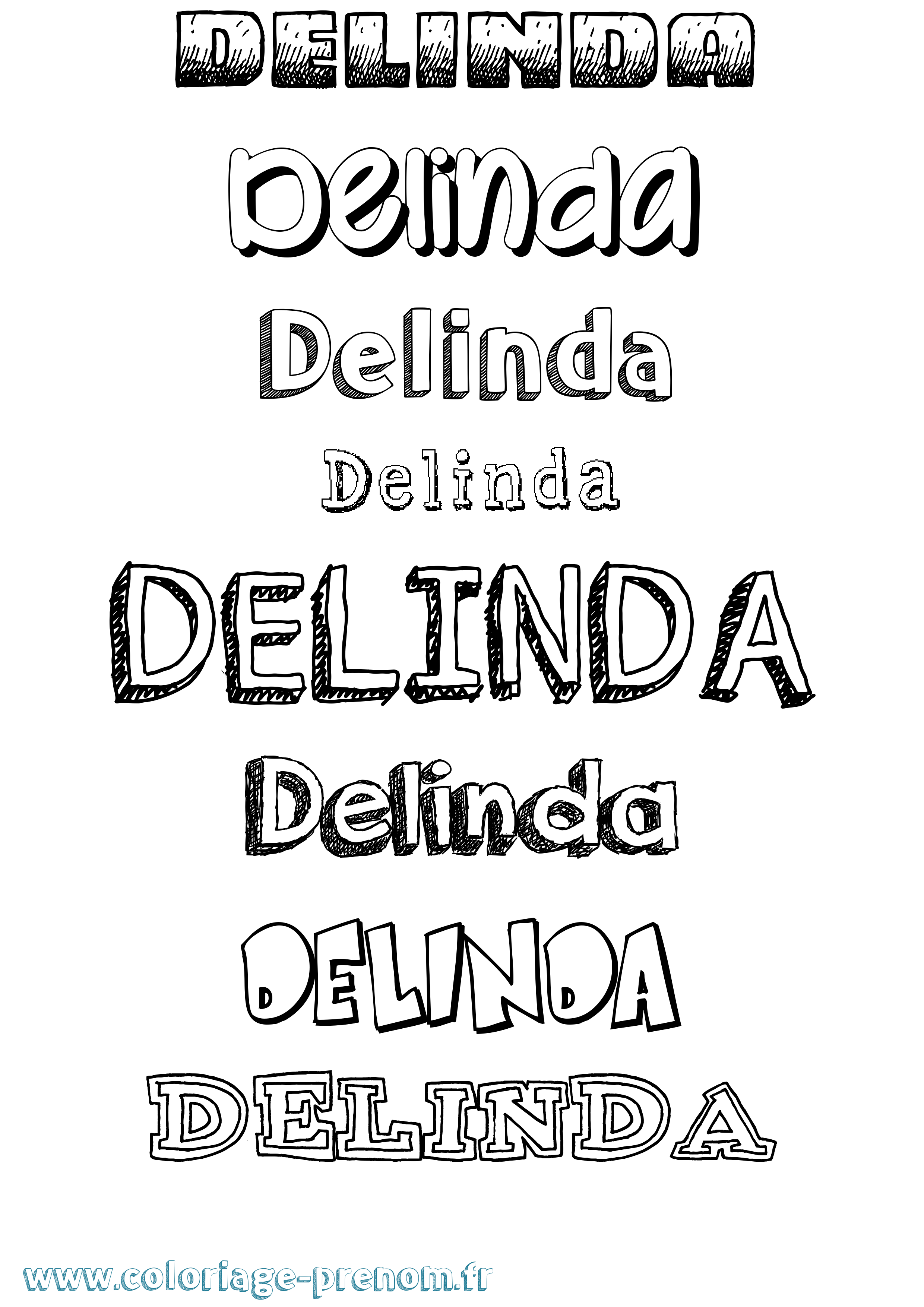 Coloriage Delinda Dessiné Coloriage prénom Delinda Dessiné