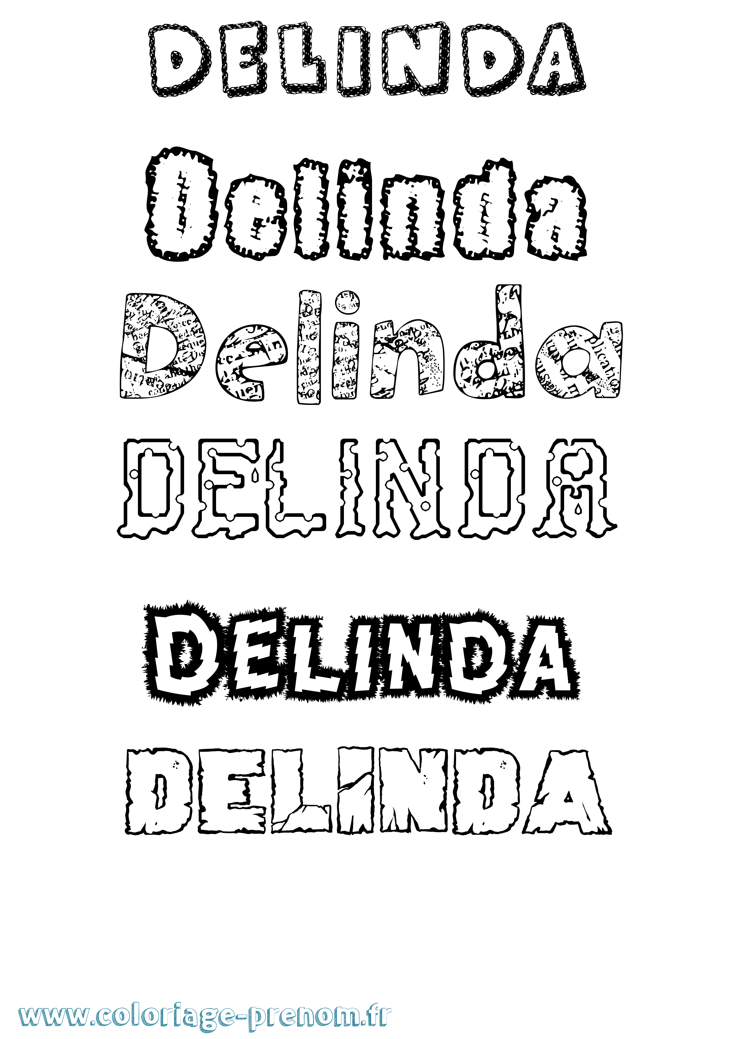 Coloriage Delinda Destructuré Coloriage prénom Delinda Destructuré