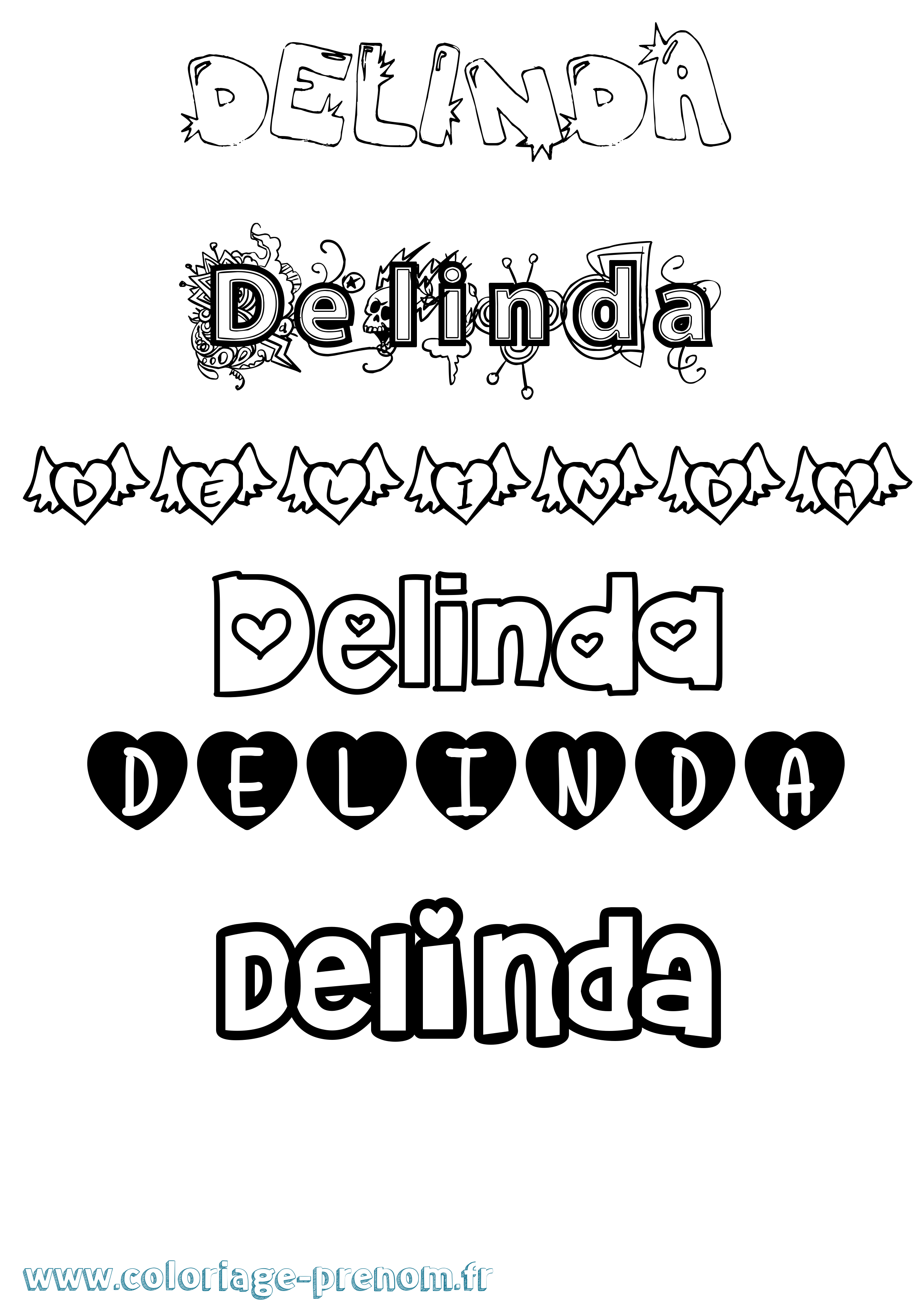 Coloriage Delinda Girly Coloriage prénom Delinda Girly