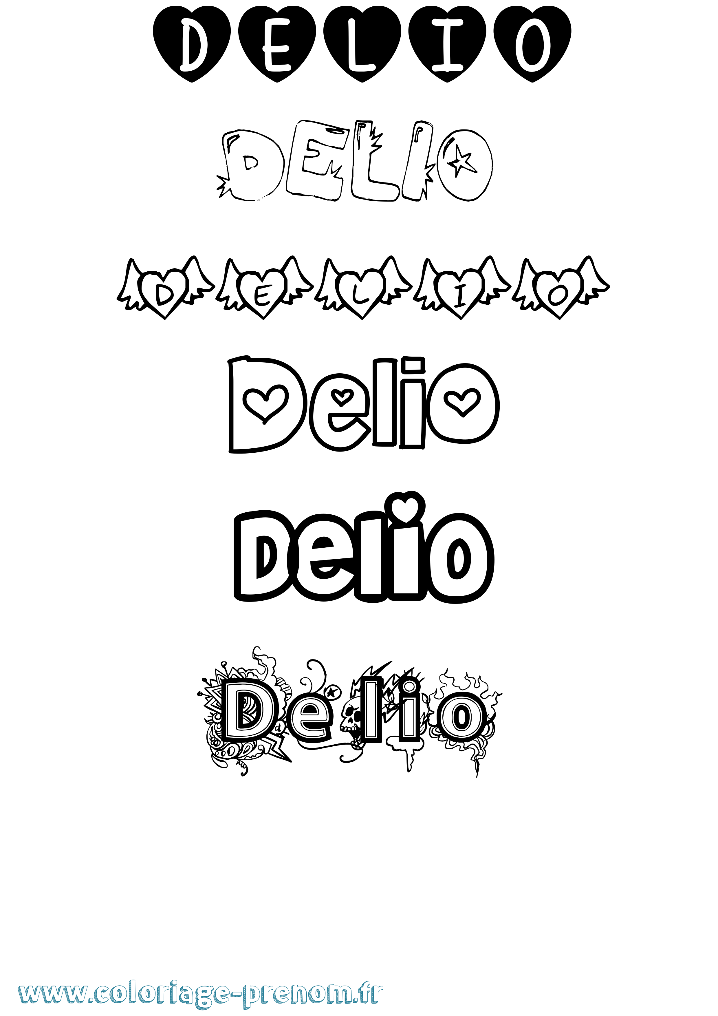 Coloriage Delio Girly Coloriage prénom Delio Girly