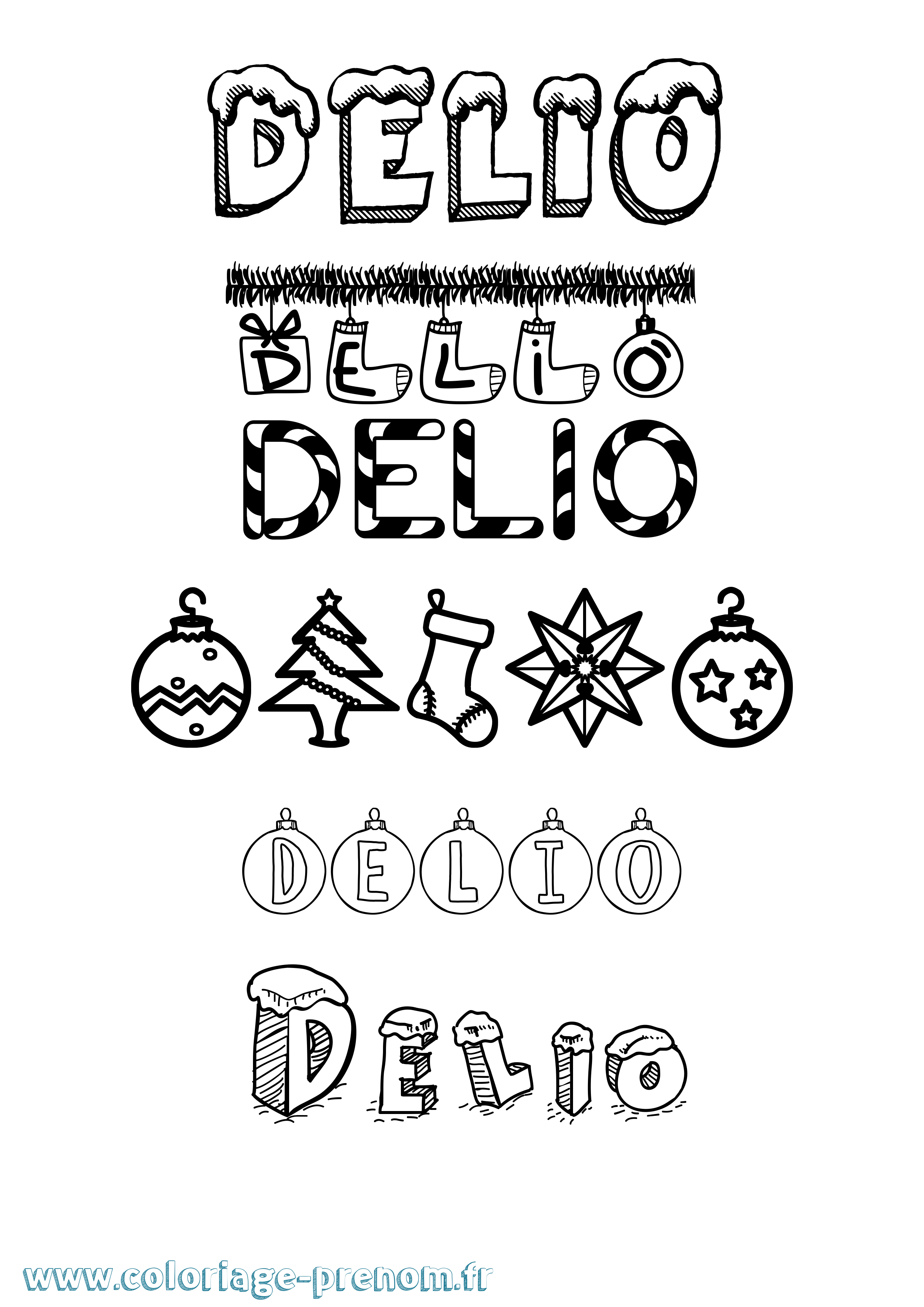 Coloriage Delio Noël Coloriage prénom Delio Noël