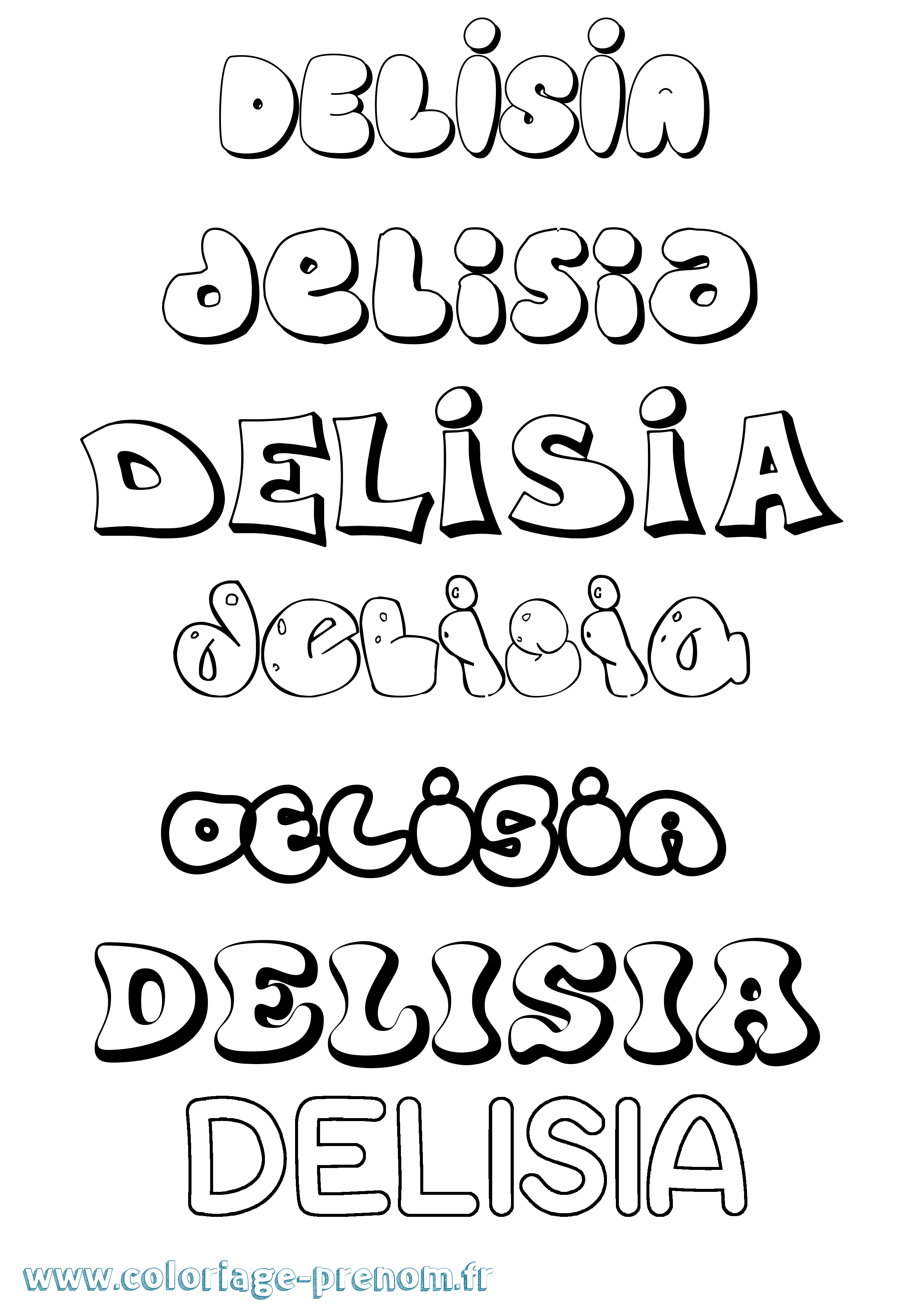 Coloriage Delisia Bubble Coloriage prénom Delisia Bubble