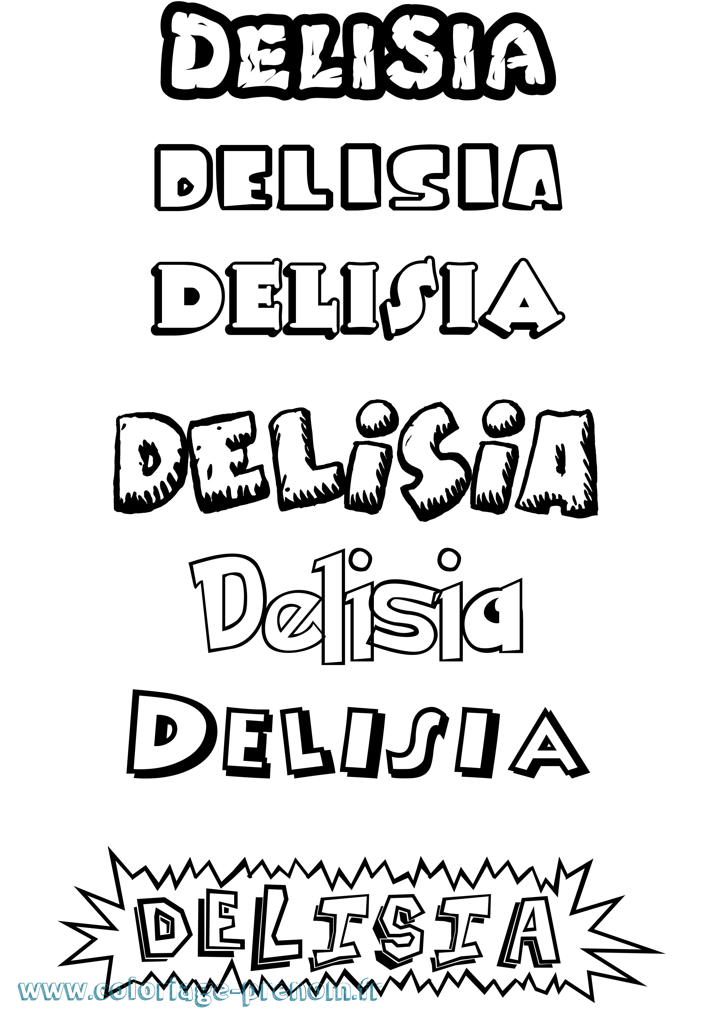 Coloriage Delisia Dessin Animé Coloriage prénom Delisia Dessin Animé