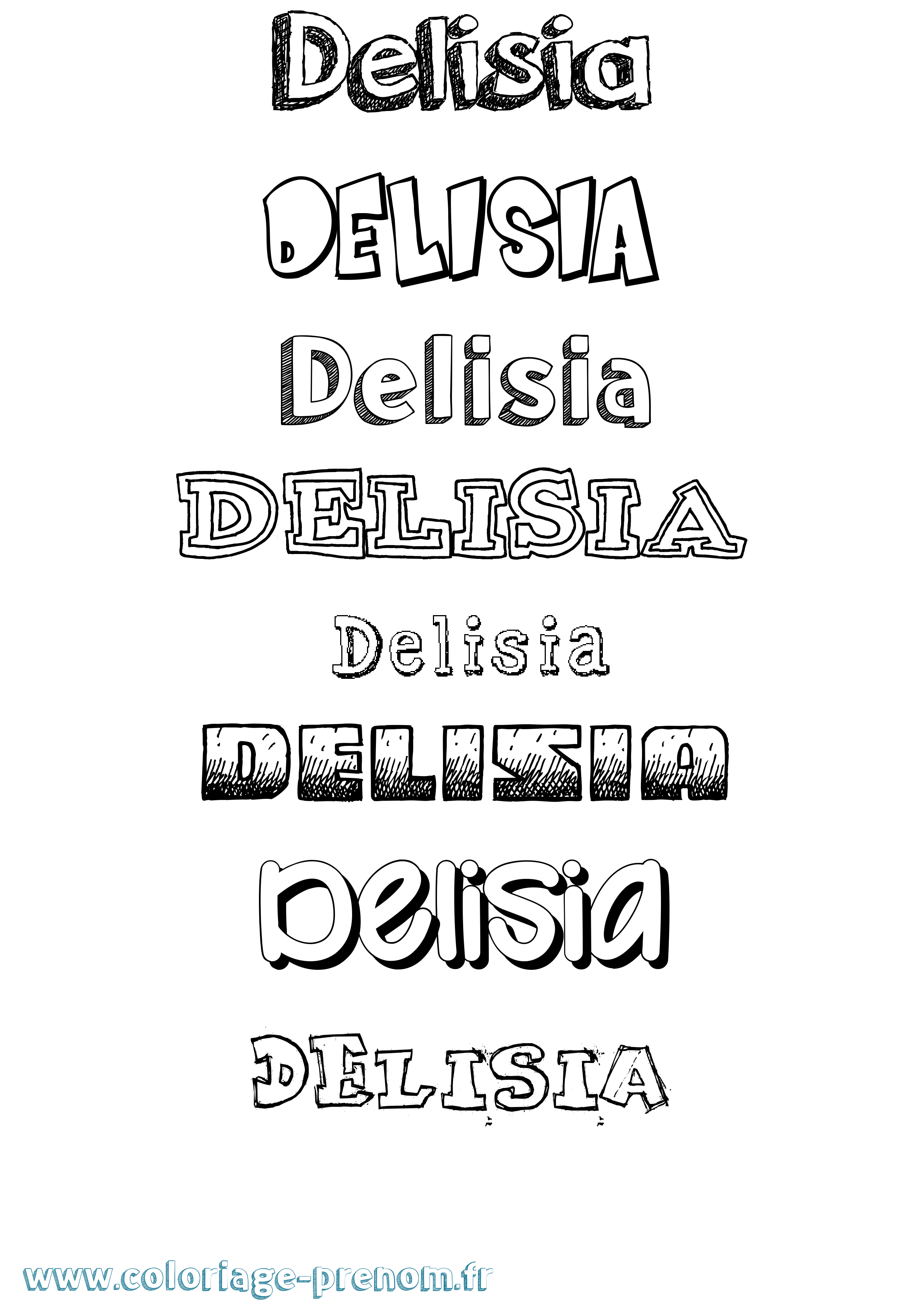 Coloriage Delisia Dessiné Coloriage prénom Delisia Dessiné
