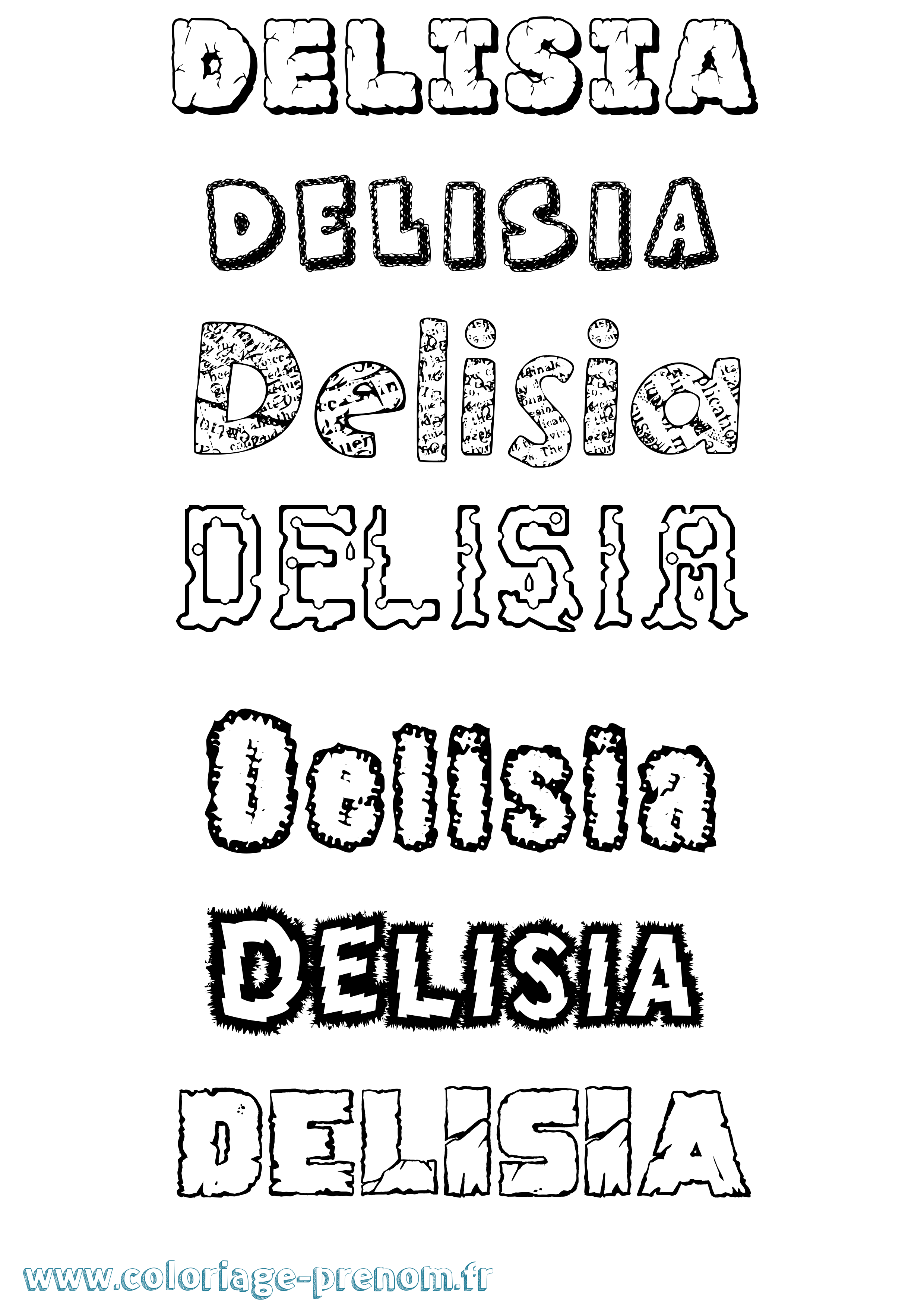Coloriage Delisia Destructuré Coloriage prénom Delisia Destructuré