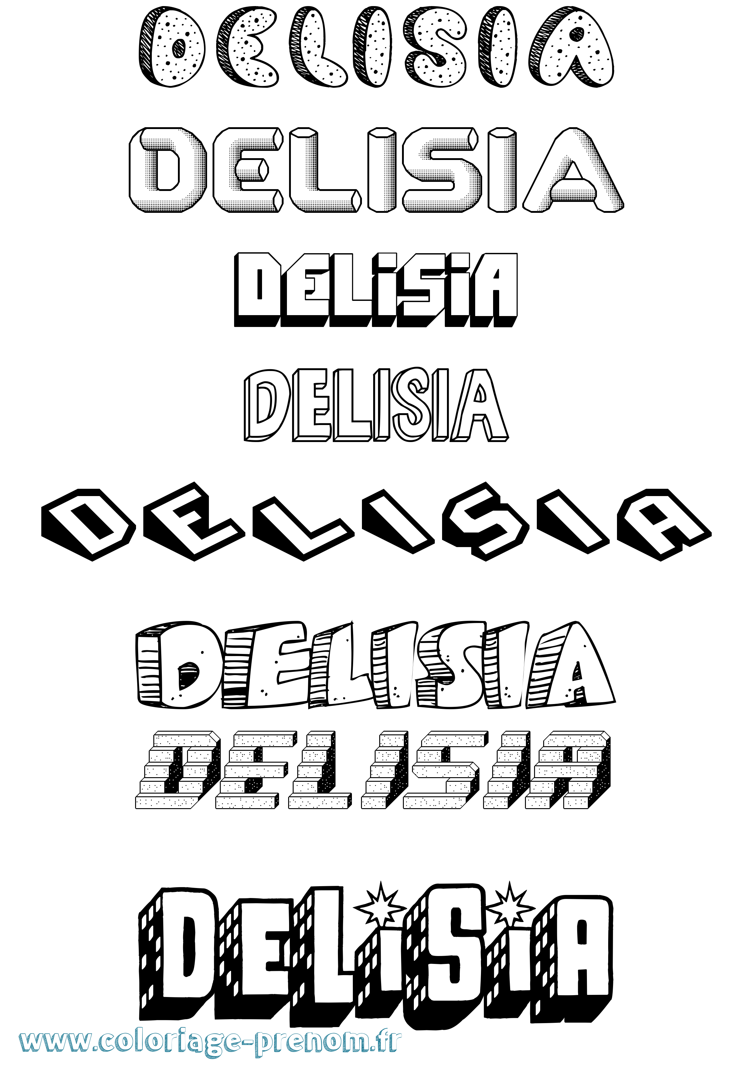 Coloriage Delisia Effet 3D Coloriage prénom Delisia Effet 3D