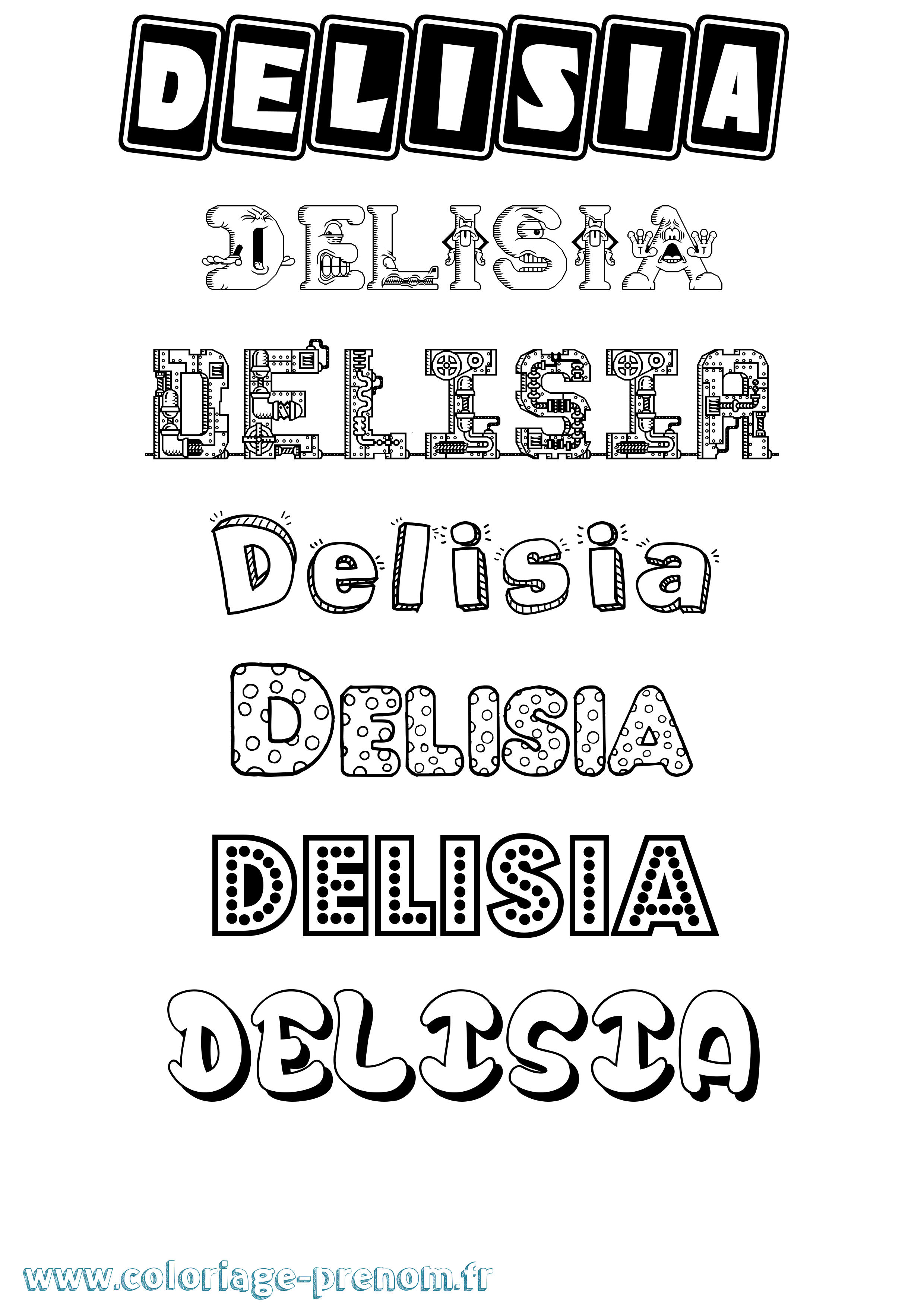 Coloriage Delisia Fun Coloriage prénom Delisia Fun