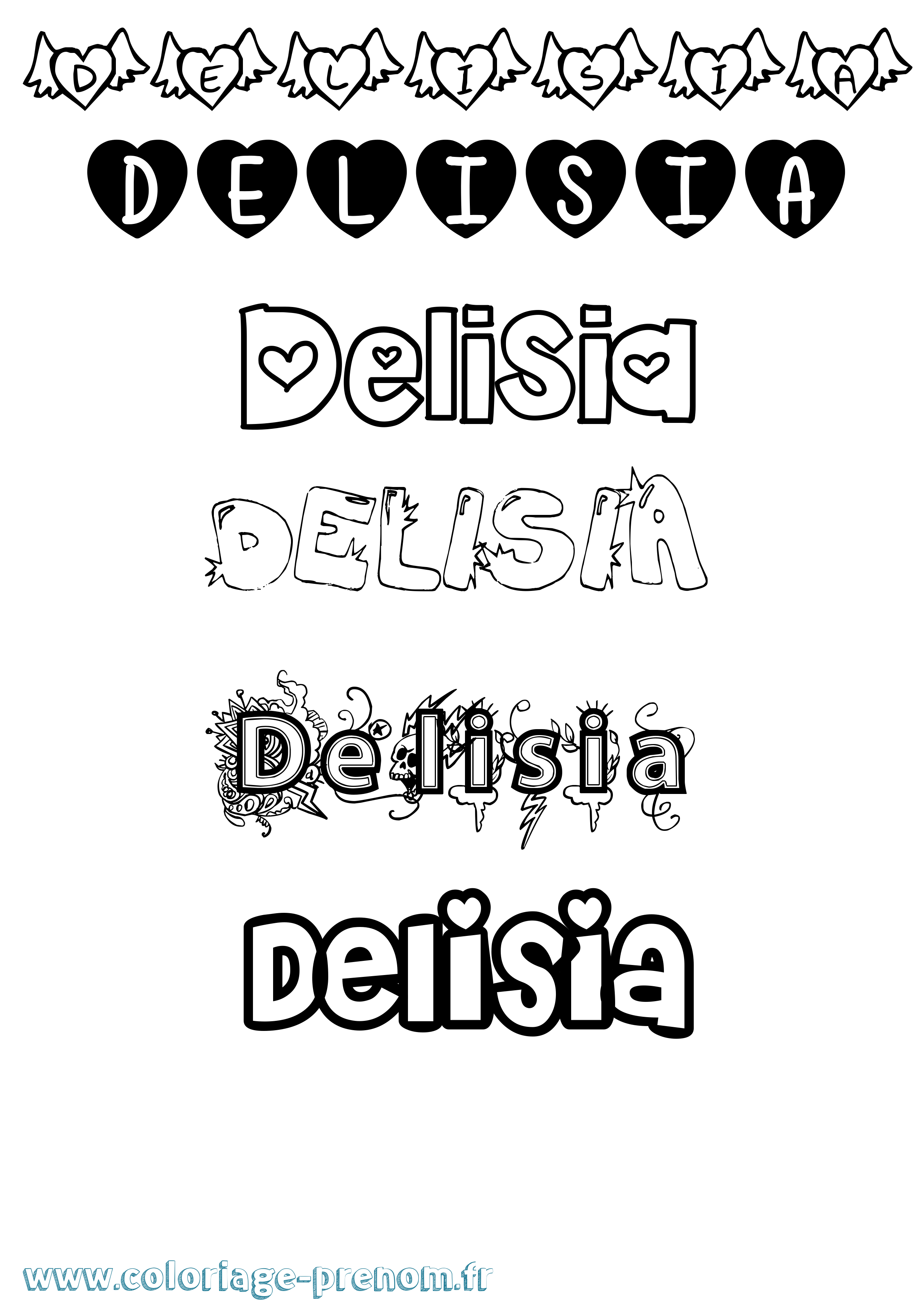 Coloriage Delisia Girly Coloriage prénom Delisia Girly