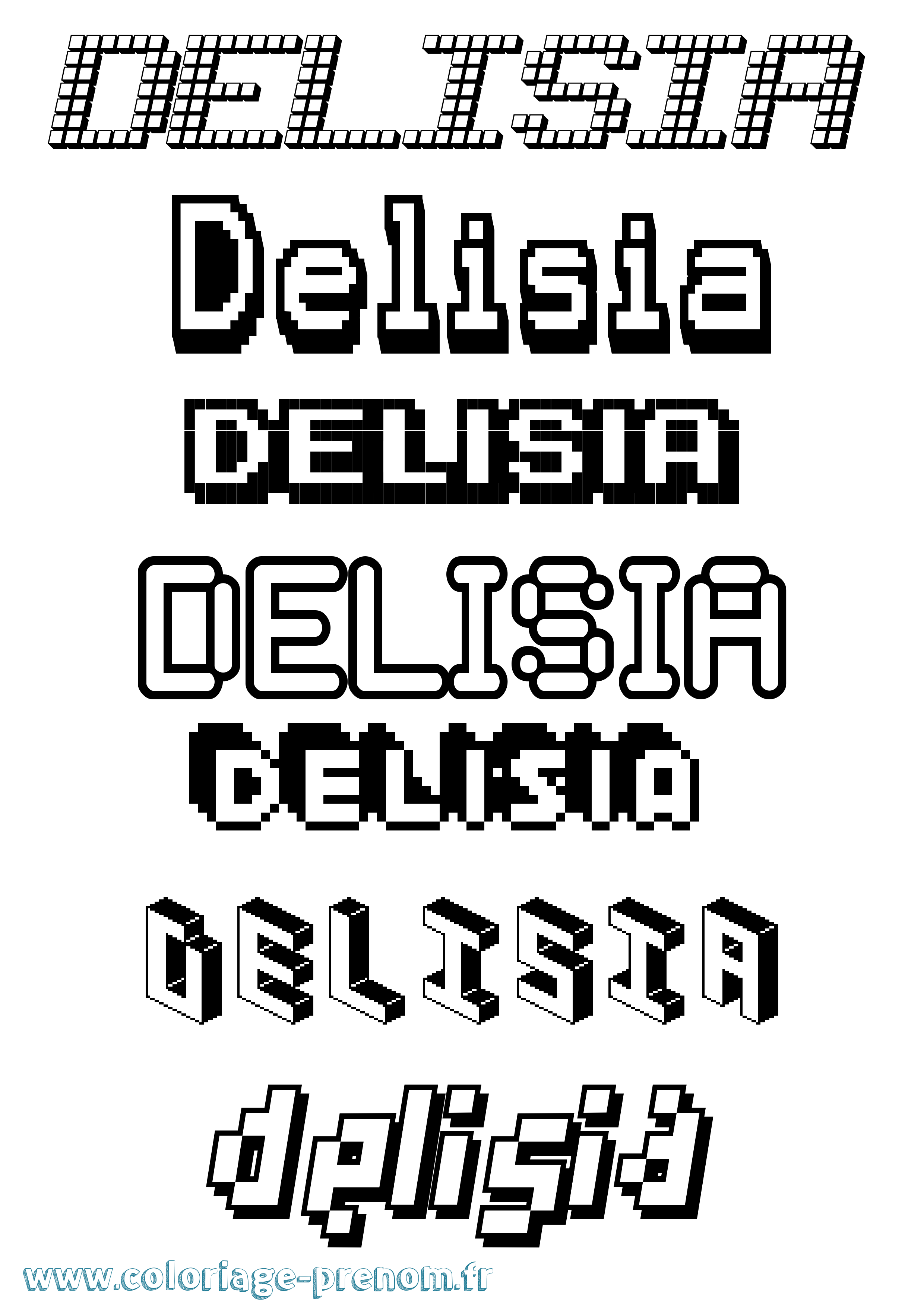 Coloriage Delisia Pixel Coloriage prénom Delisia Pixel
