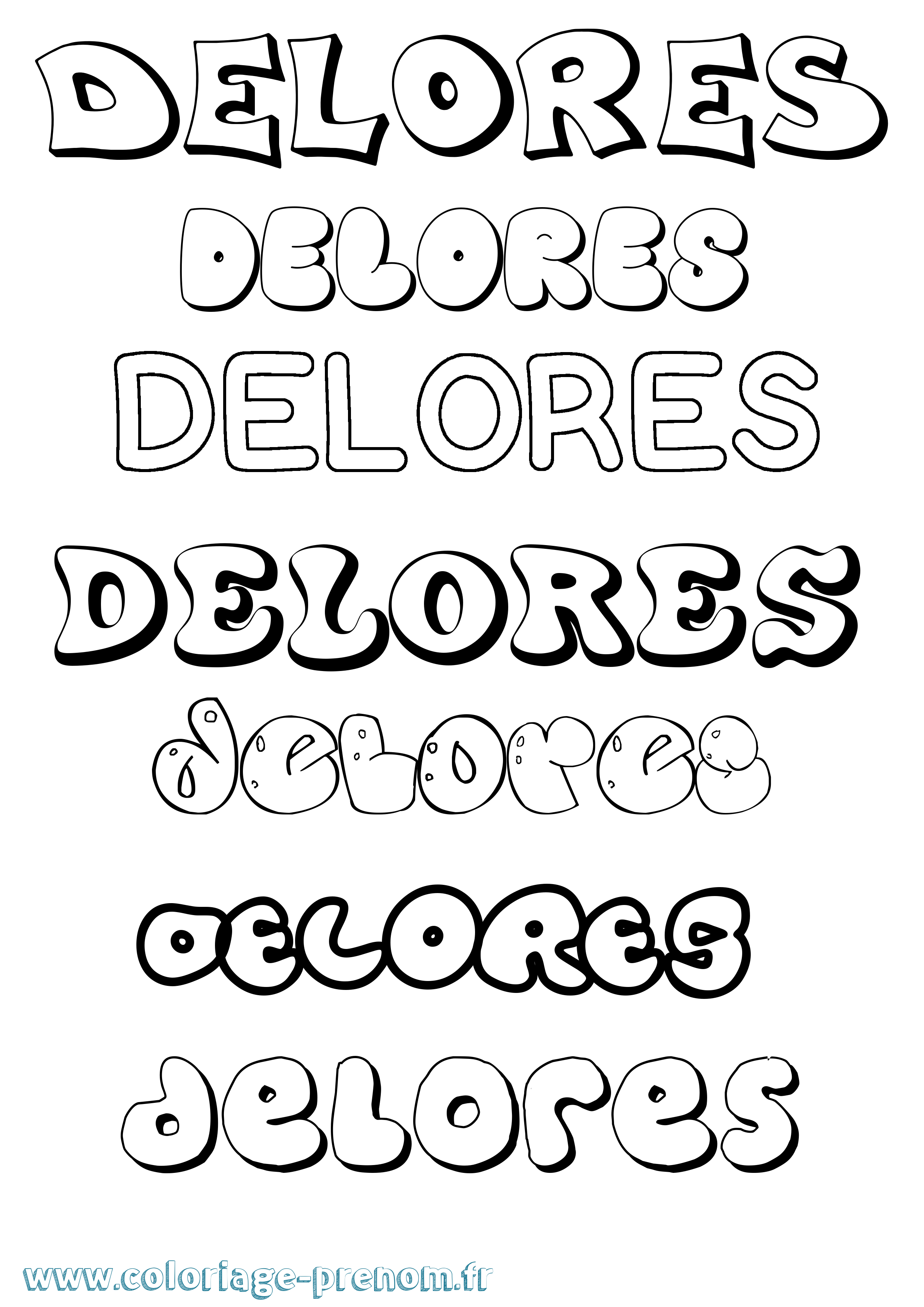 Coloriage Delores Bubble Coloriage prénom Delores Bubble