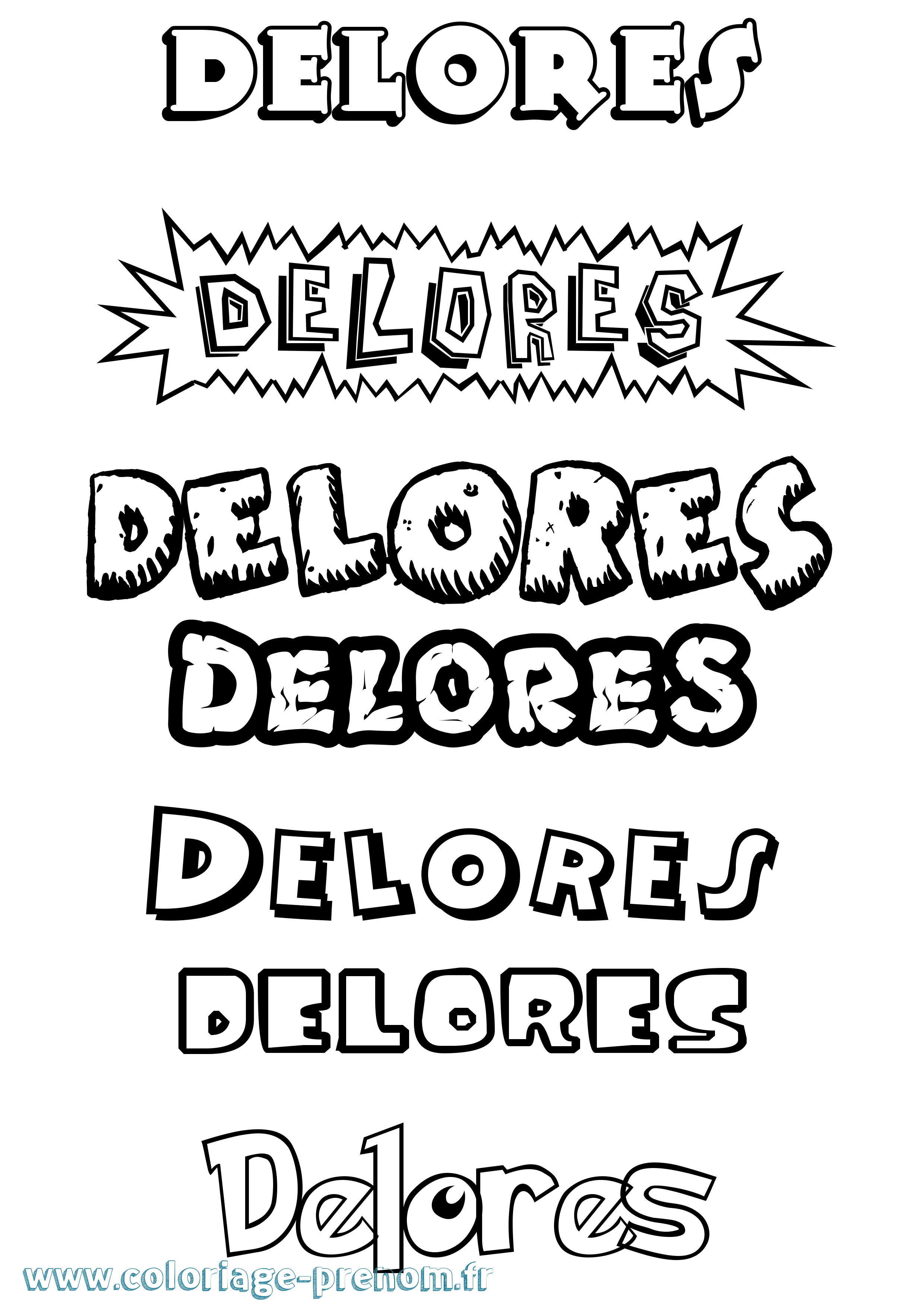 Coloriage Delores Dessin Animé Coloriage prénom Delores Dessin Animé