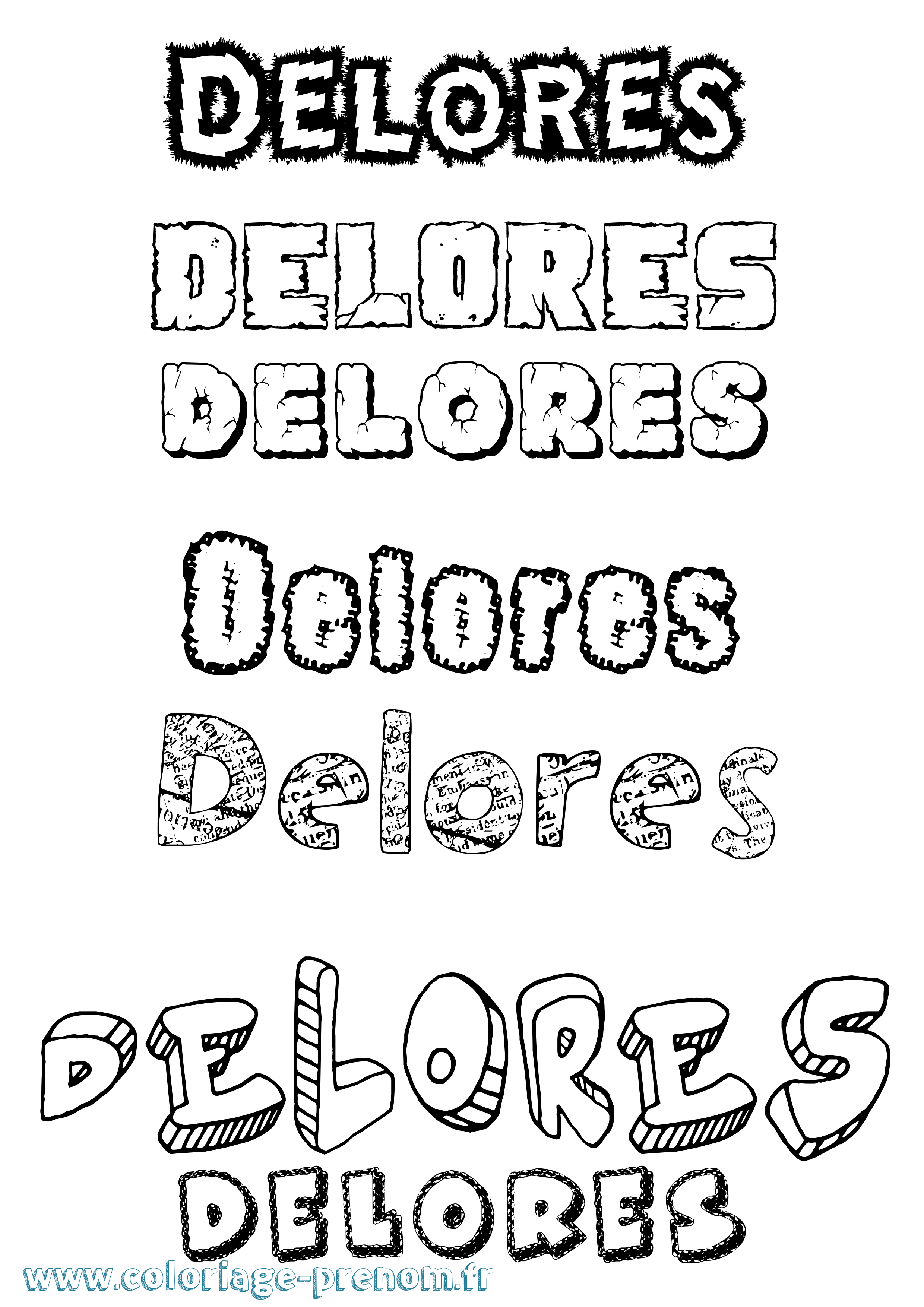 Coloriage Delores Destructuré Coloriage prénom Delores Destructuré