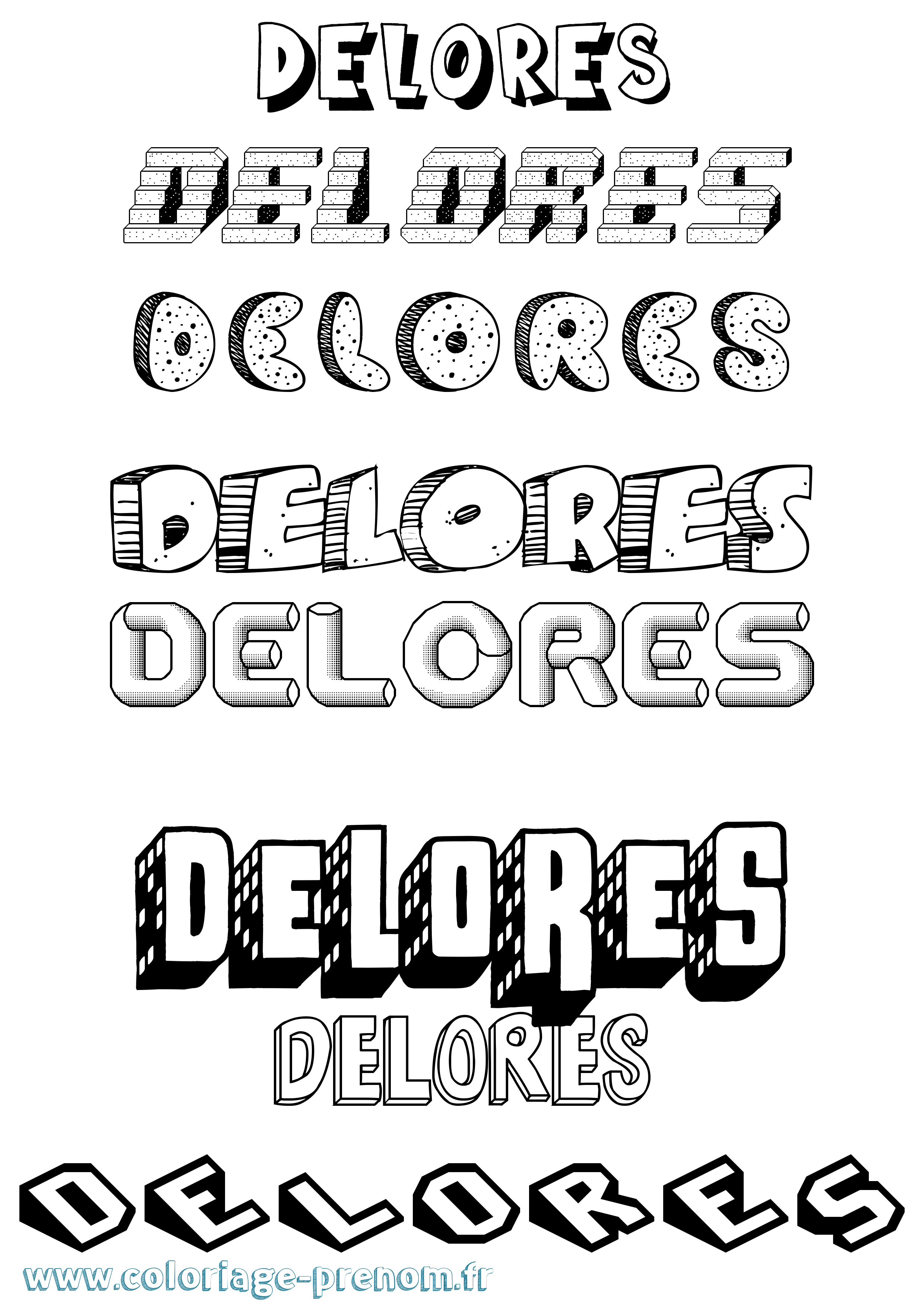 Coloriage Delores Effet 3D Coloriage prénom Delores Effet 3D