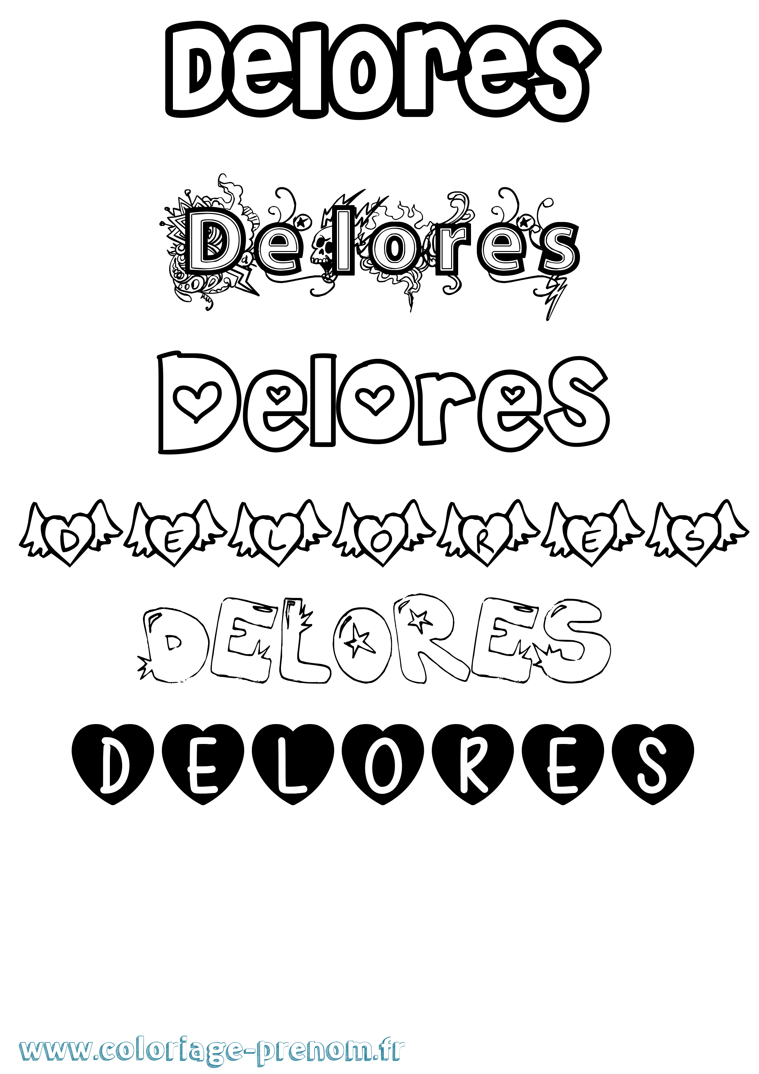 Coloriage Delores Girly Coloriage prénom Delores Girly