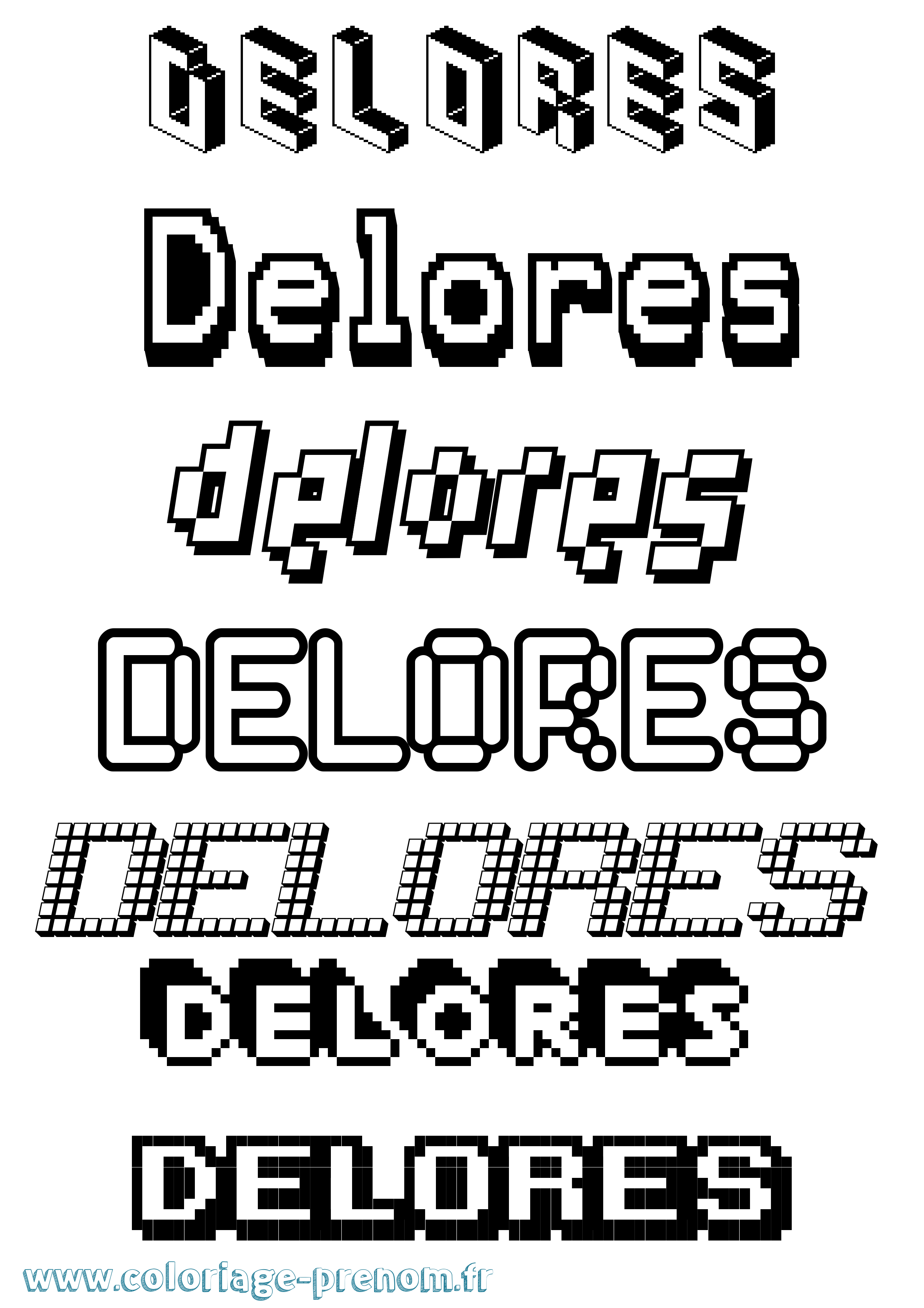 Coloriage Delores Pixel Coloriage prénom Delores Pixel