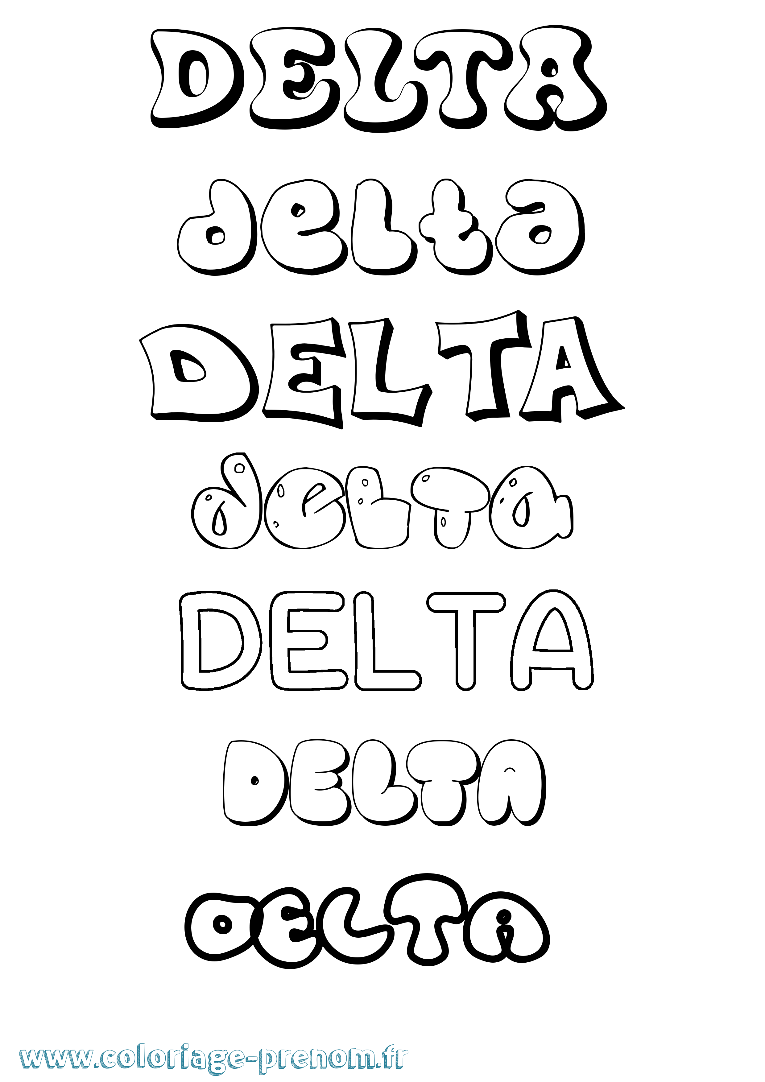 Coloriage Delta Bubble Coloriage prénom Delta Bubble