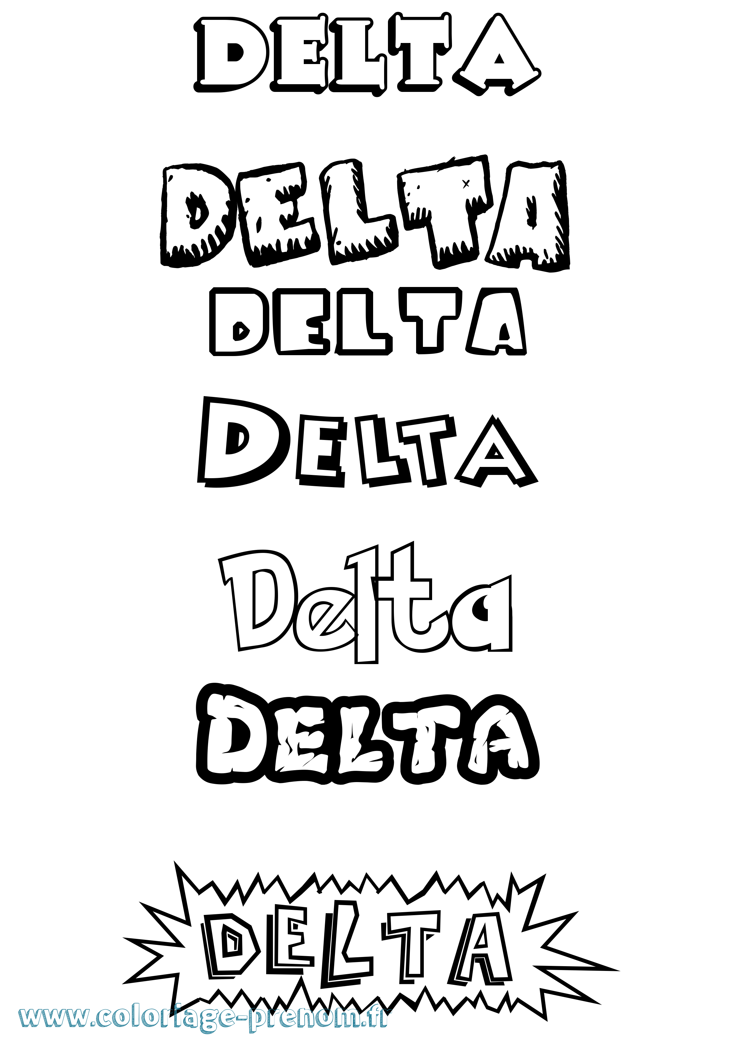 Coloriage Delta Dessin Animé Coloriage prénom Delta Dessin Animé
