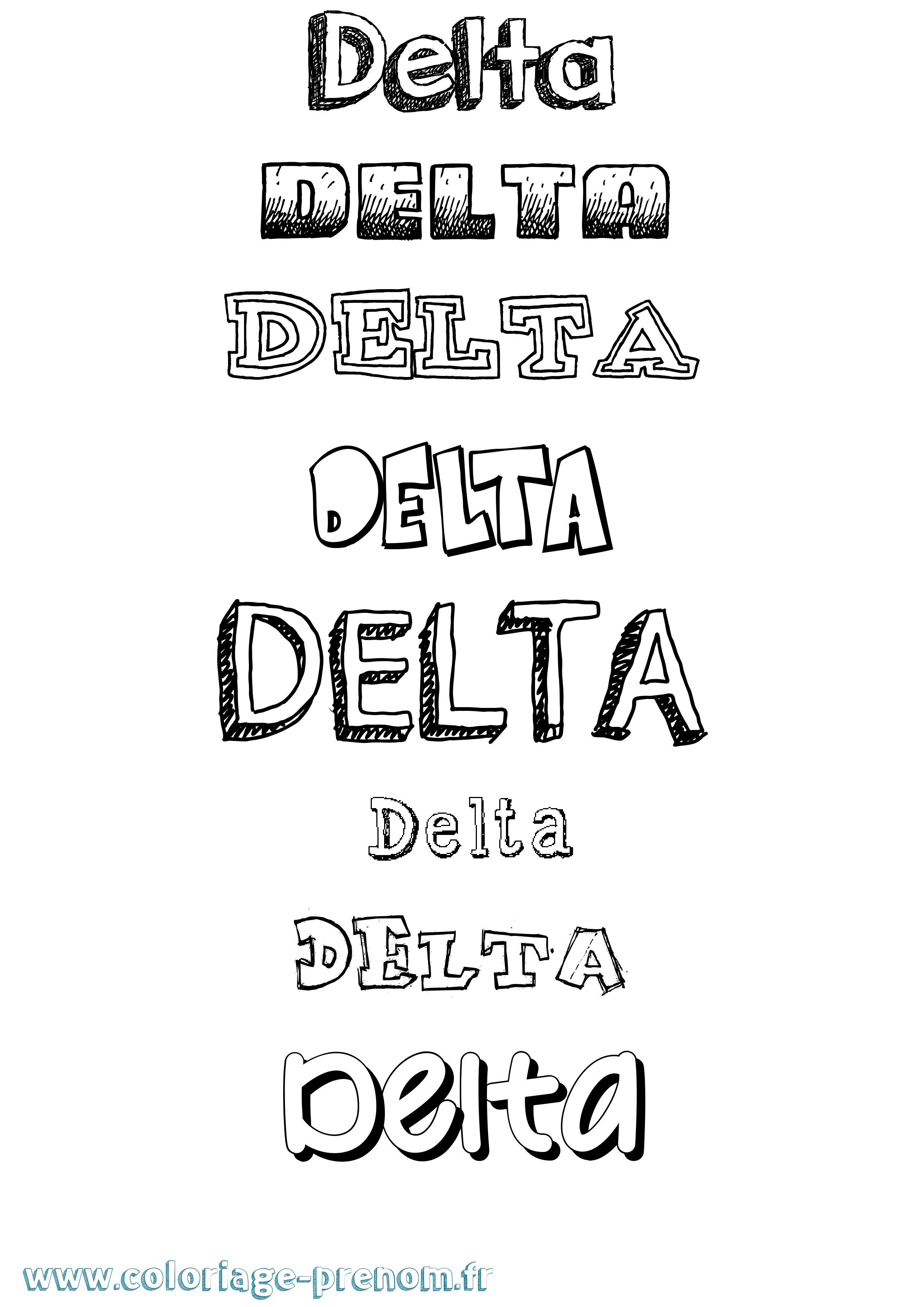 Coloriage Delta Dessiné Coloriage prénom Delta Dessiné