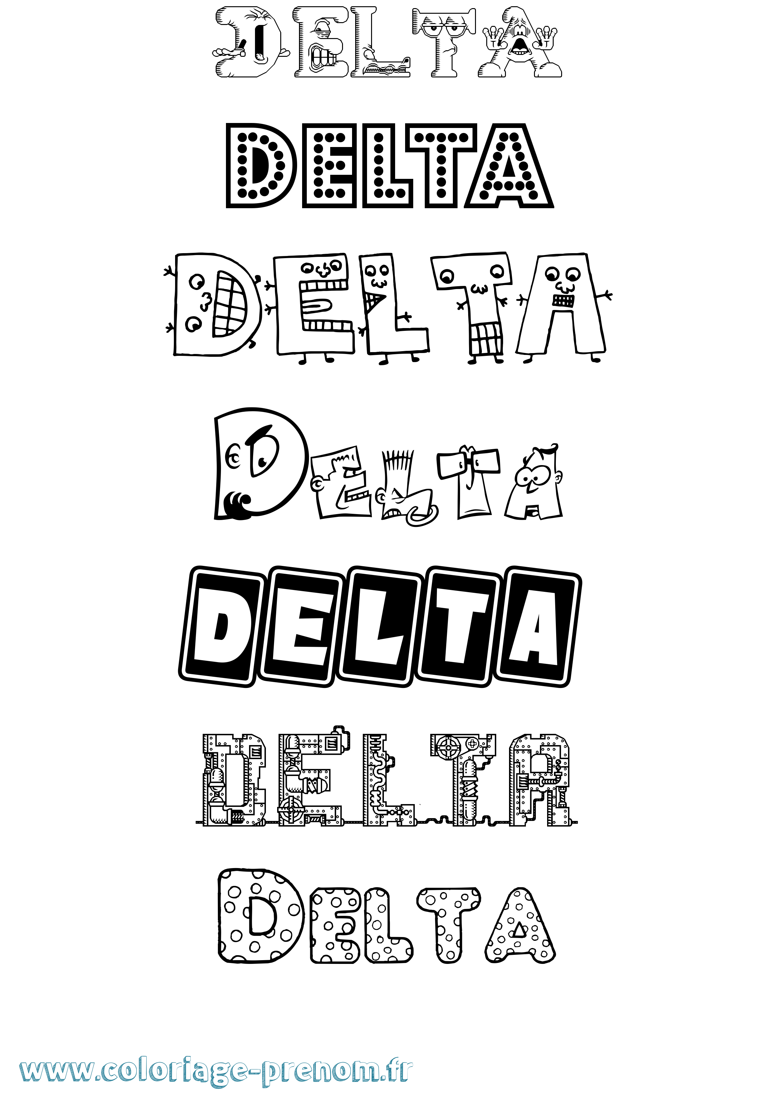 Coloriage Delta Fun Coloriage prénom Delta Fun