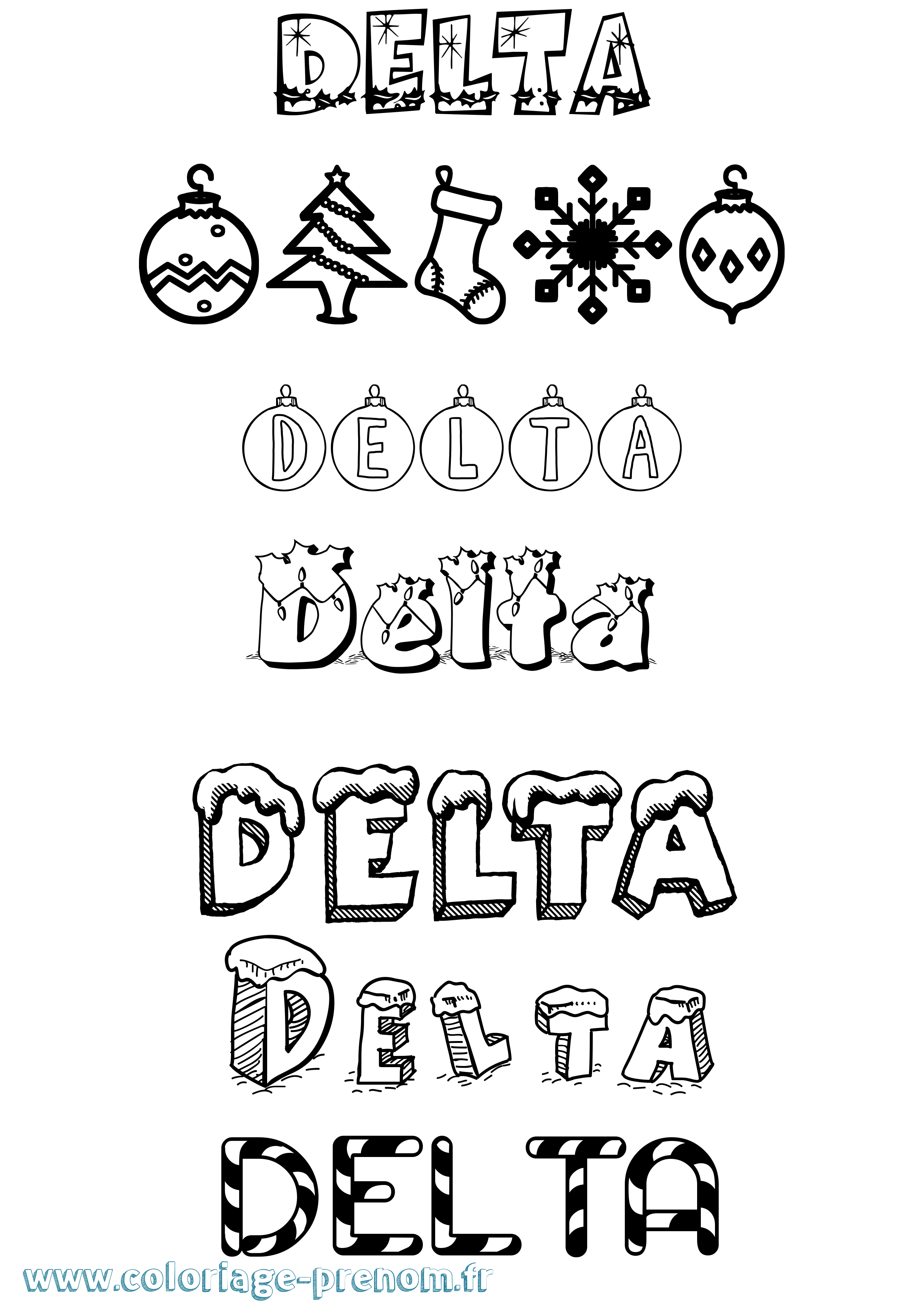 Coloriage Delta Noël Coloriage prénom Delta Noël