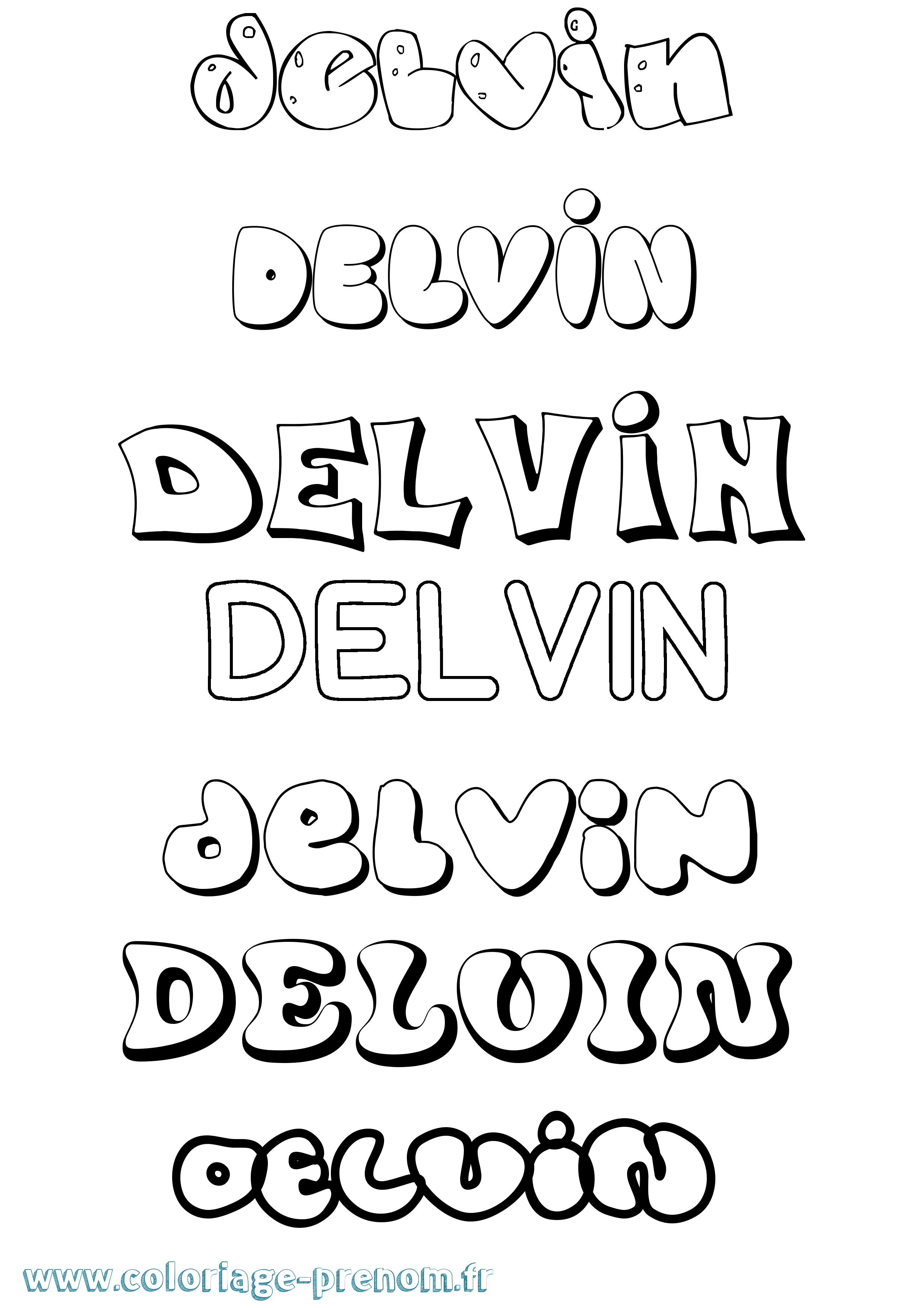 Coloriage Delvin Bubble Coloriage prénom Delvin Bubble