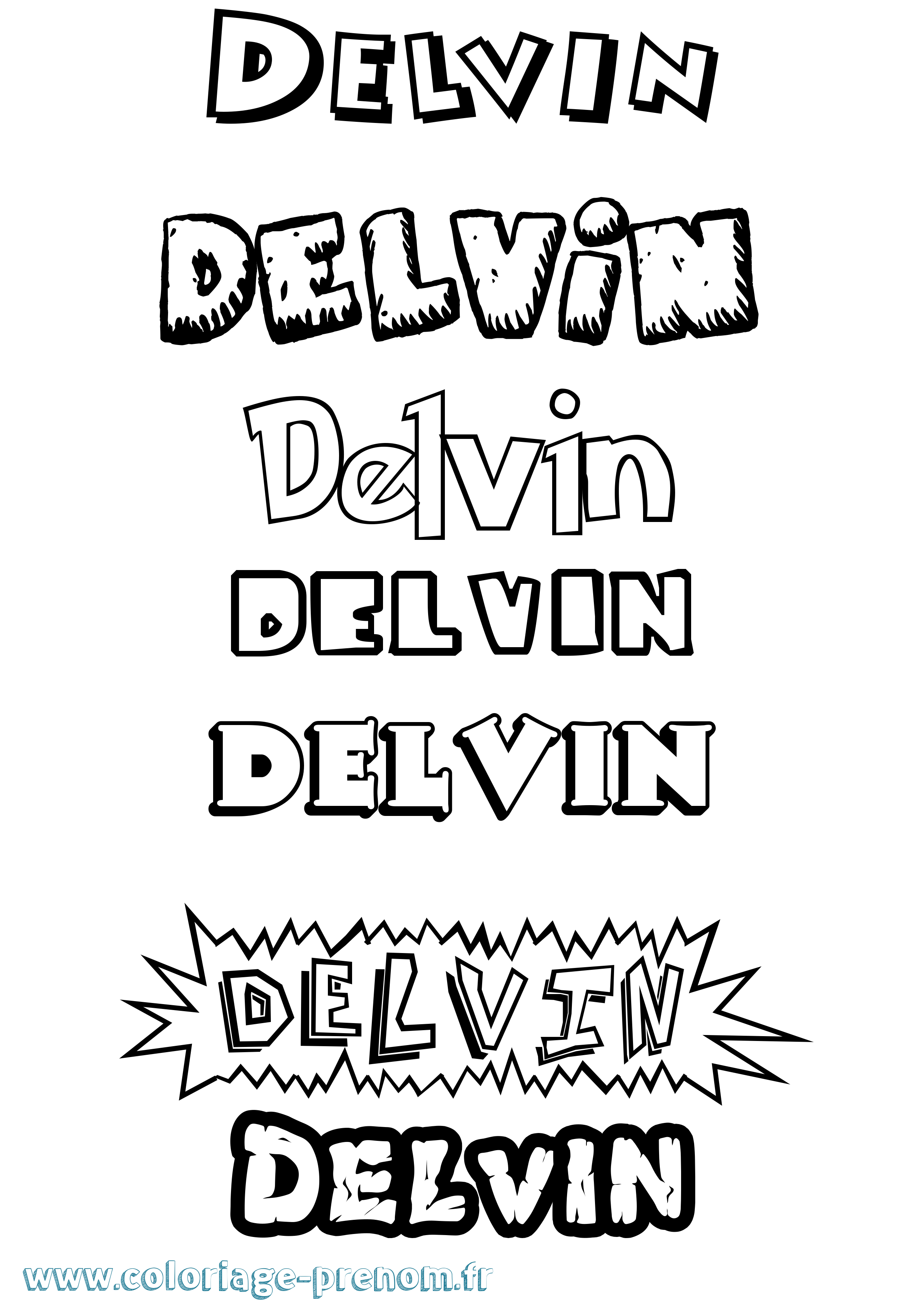 Coloriage Delvin Dessin Animé Coloriage prénom Delvin Dessin Animé