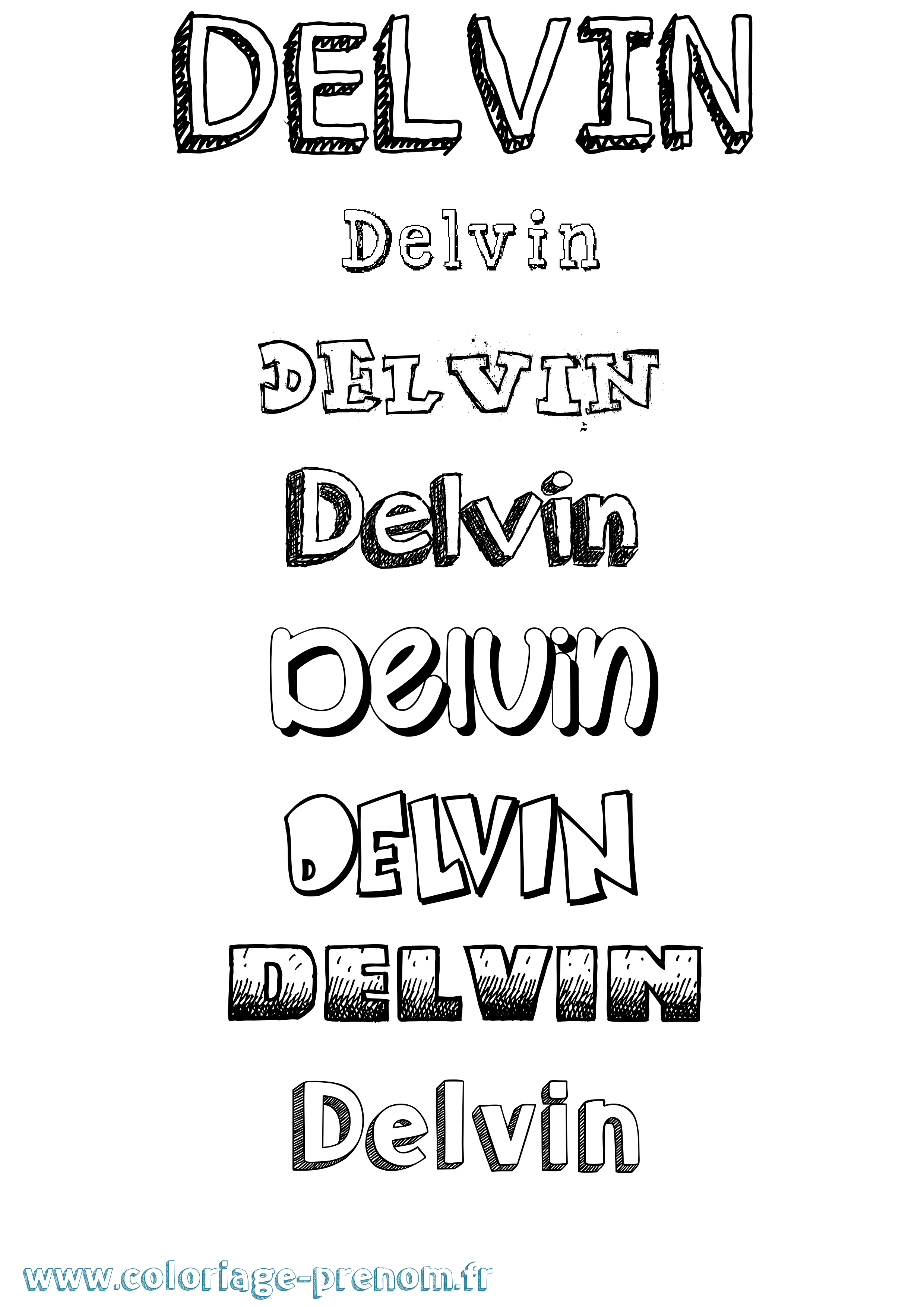Coloriage Delvin Dessiné Coloriage prénom Delvin Dessiné