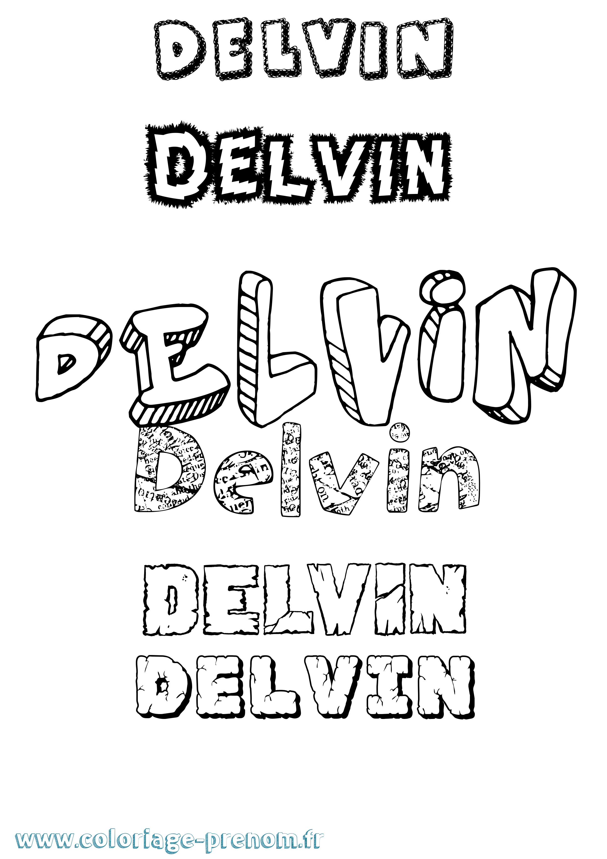 Coloriage Delvin Destructuré Coloriage prénom Delvin Destructuré