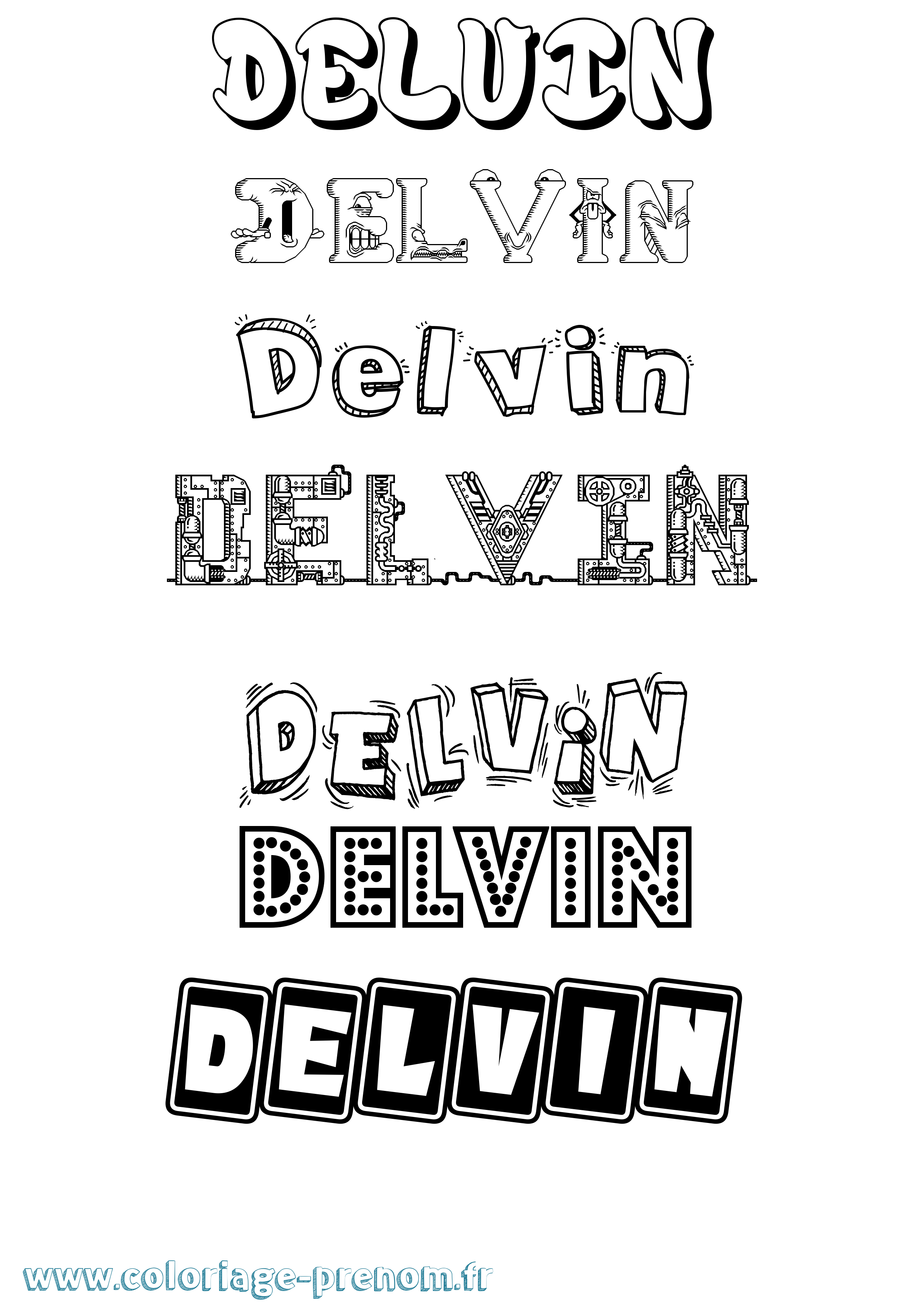 Coloriage Delvin Fun Coloriage prénom Delvin Fun