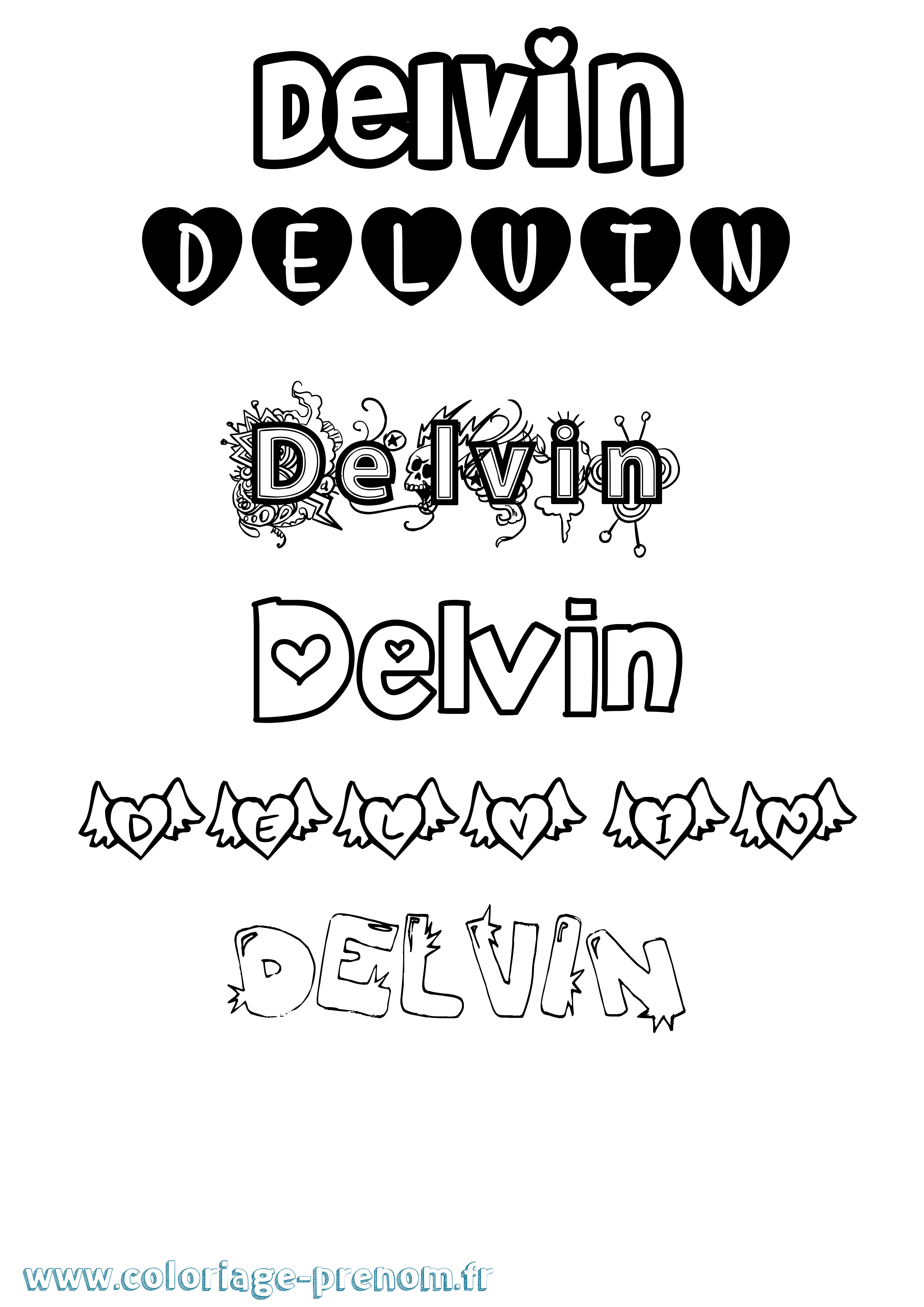 Coloriage Delvin Girly Coloriage prénom Delvin Girly