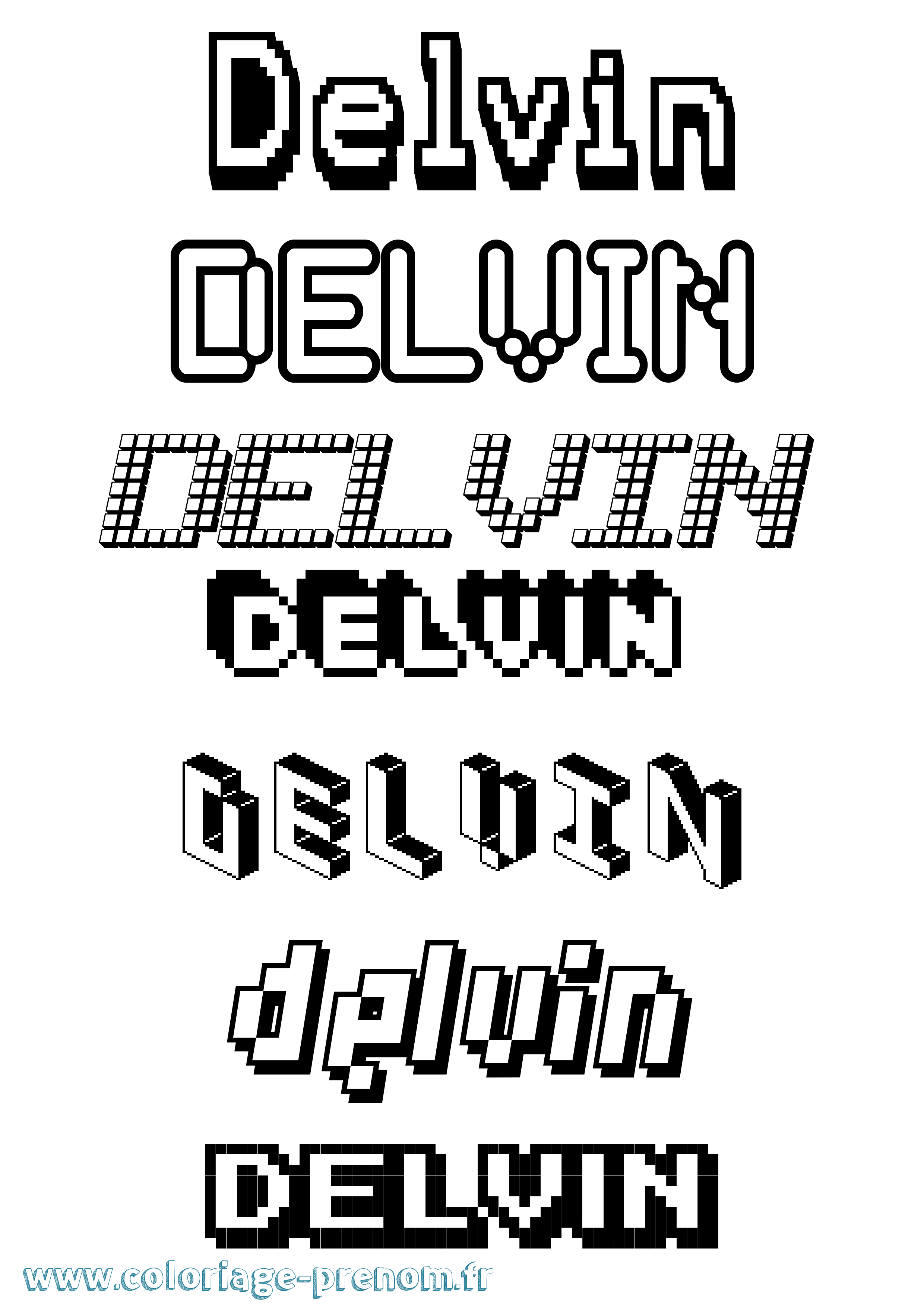 Coloriage Delvin Pixel Coloriage prénom Delvin Pixel
