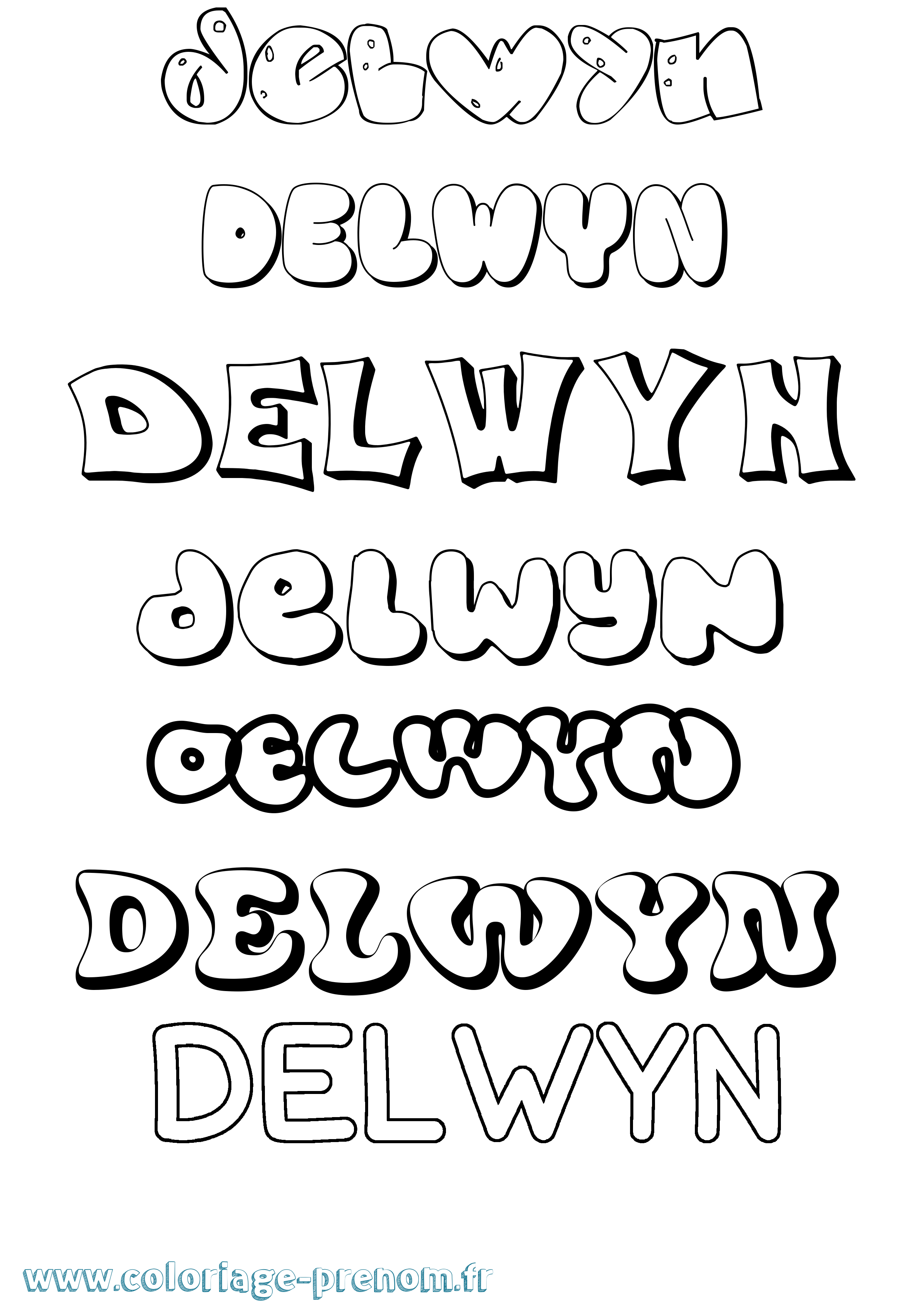 Coloriage Delwyn Bubble Coloriage prénom Delwyn Bubble