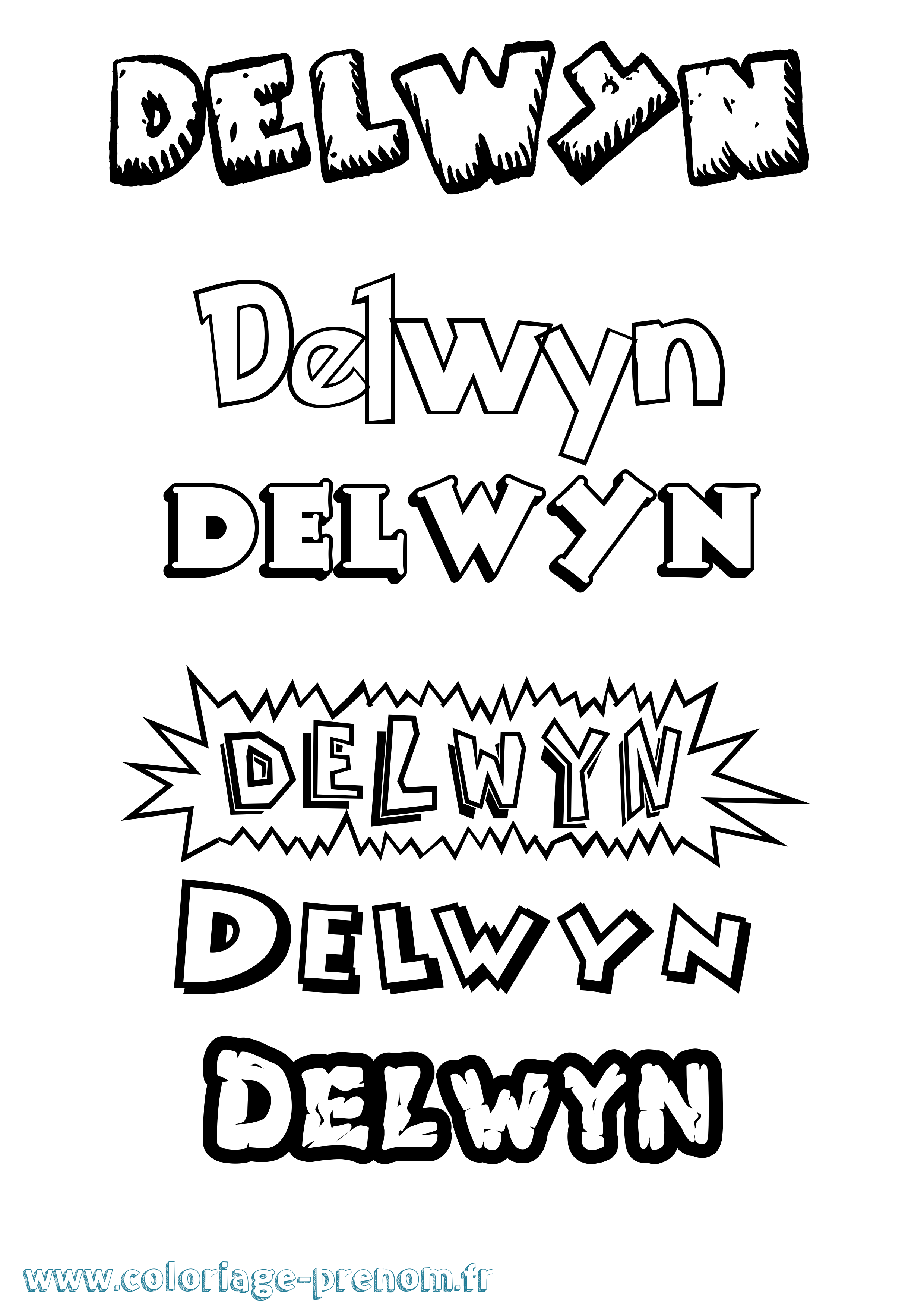 Coloriage Delwyn Dessin Animé Coloriage prénom Delwyn Dessin Animé