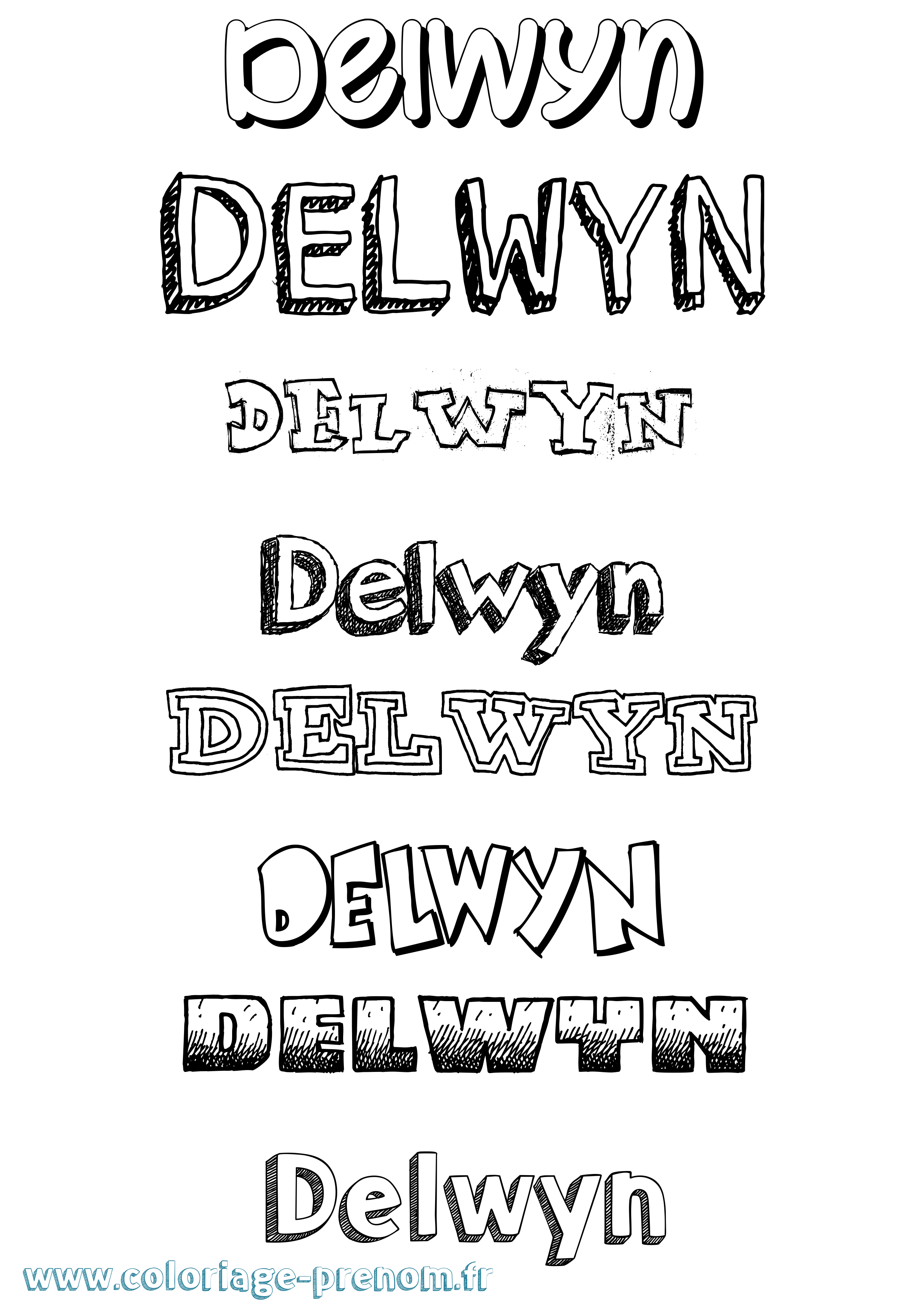 Coloriage Delwyn Dessiné Coloriage prénom Delwyn Dessiné
