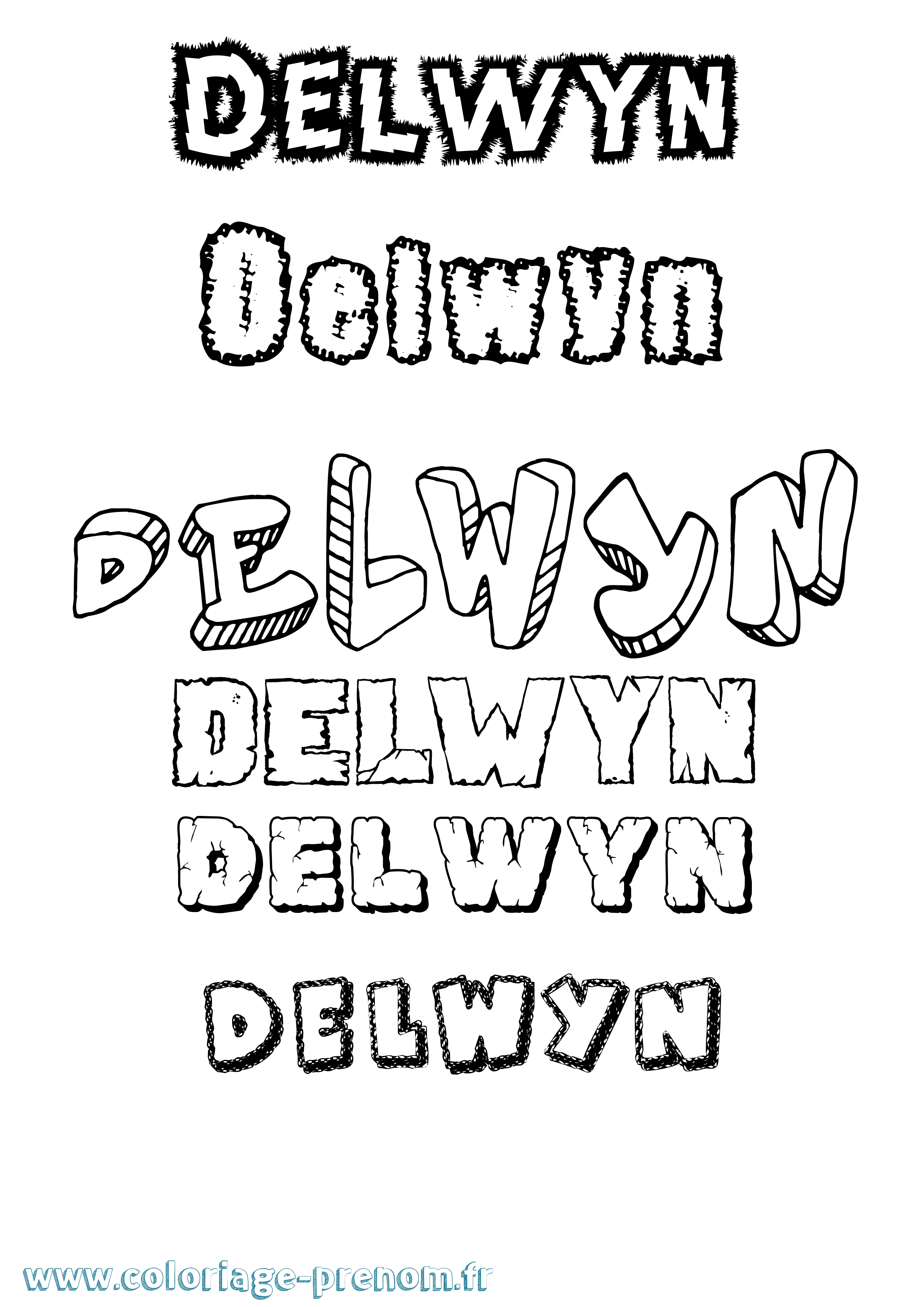 Coloriage Delwyn Destructuré Coloriage prénom Delwyn Destructuré
