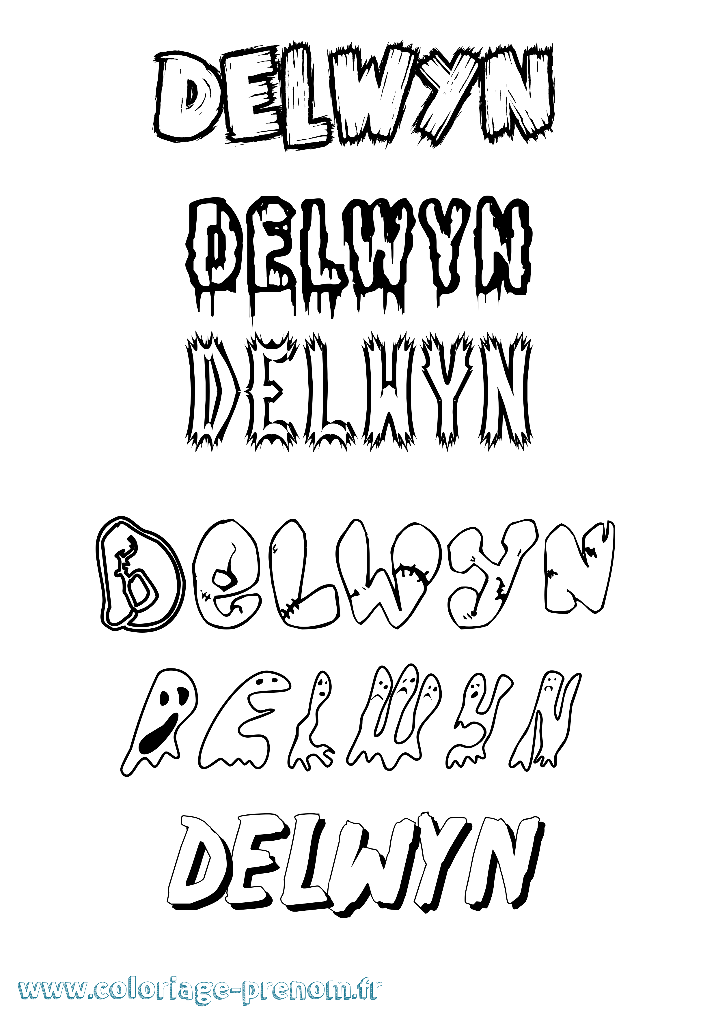 Coloriage Delwyn Frisson Coloriage prénom Delwyn Frisson