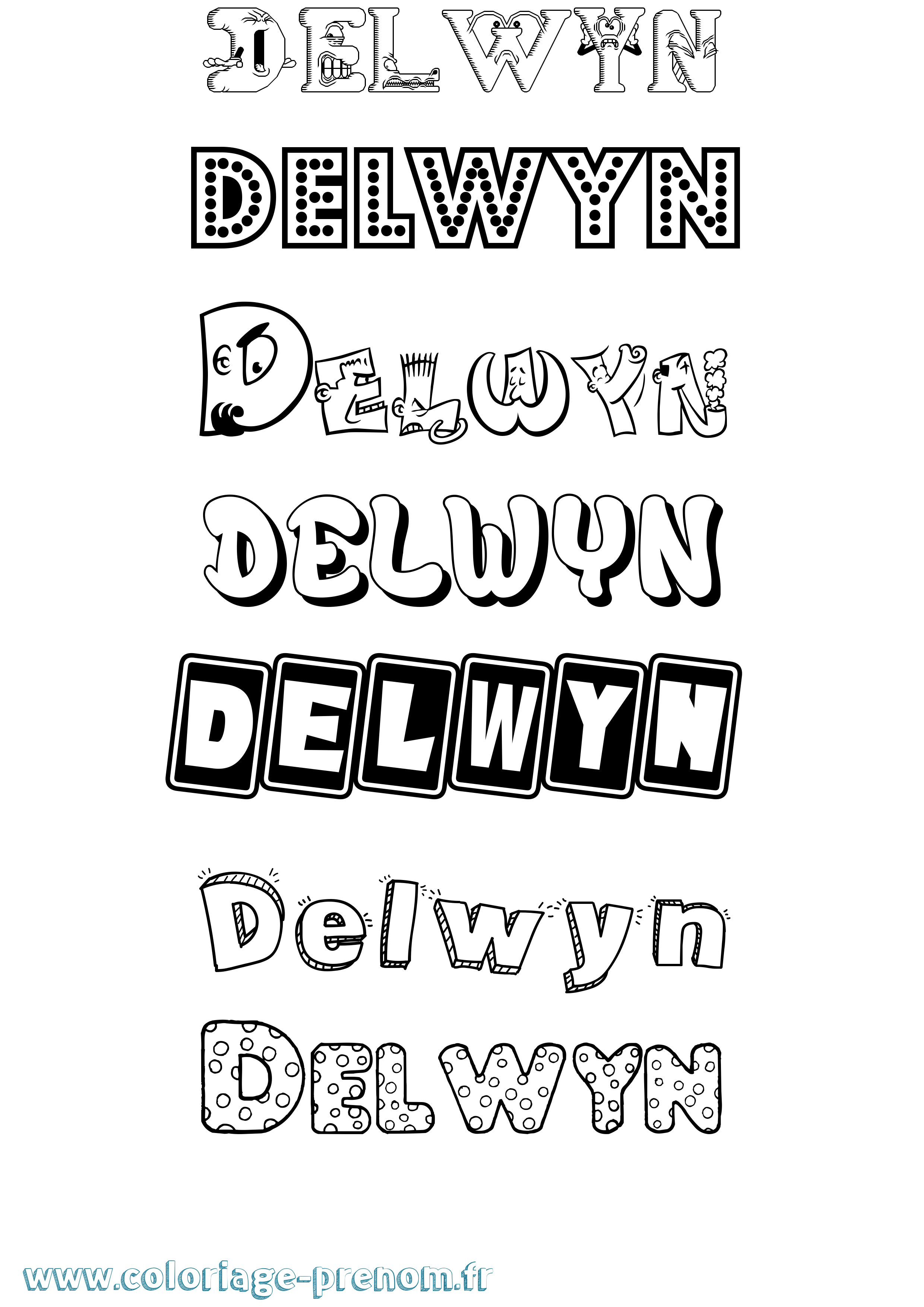 Coloriage Delwyn Fun Coloriage prénom Delwyn Fun