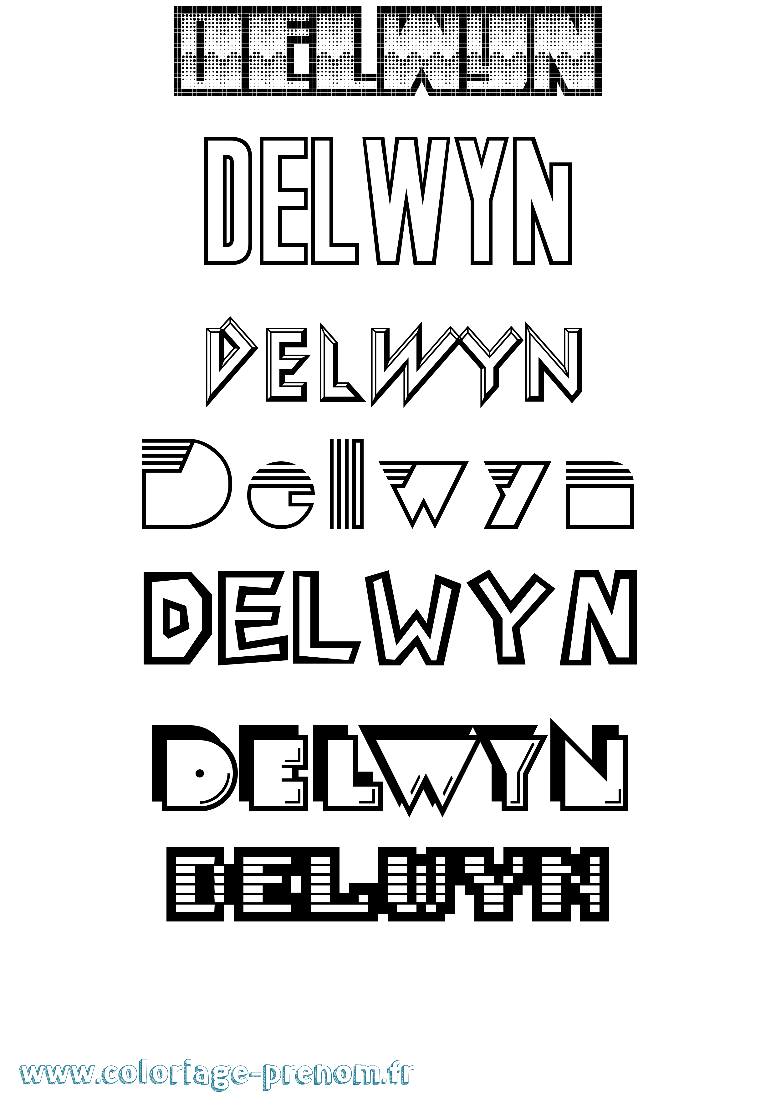 Coloriage Delwyn Jeux Vidéos Coloriage prénom Delwyn Jeux Vidéos