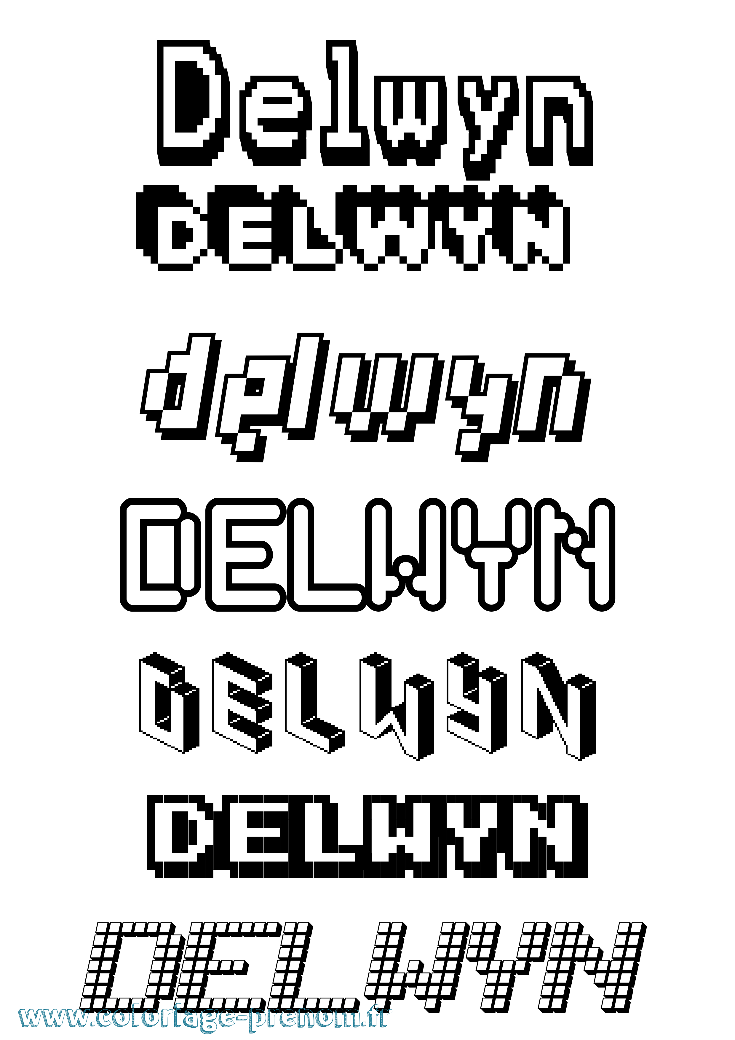 Coloriage Delwyn Pixel Coloriage prénom Delwyn Pixel