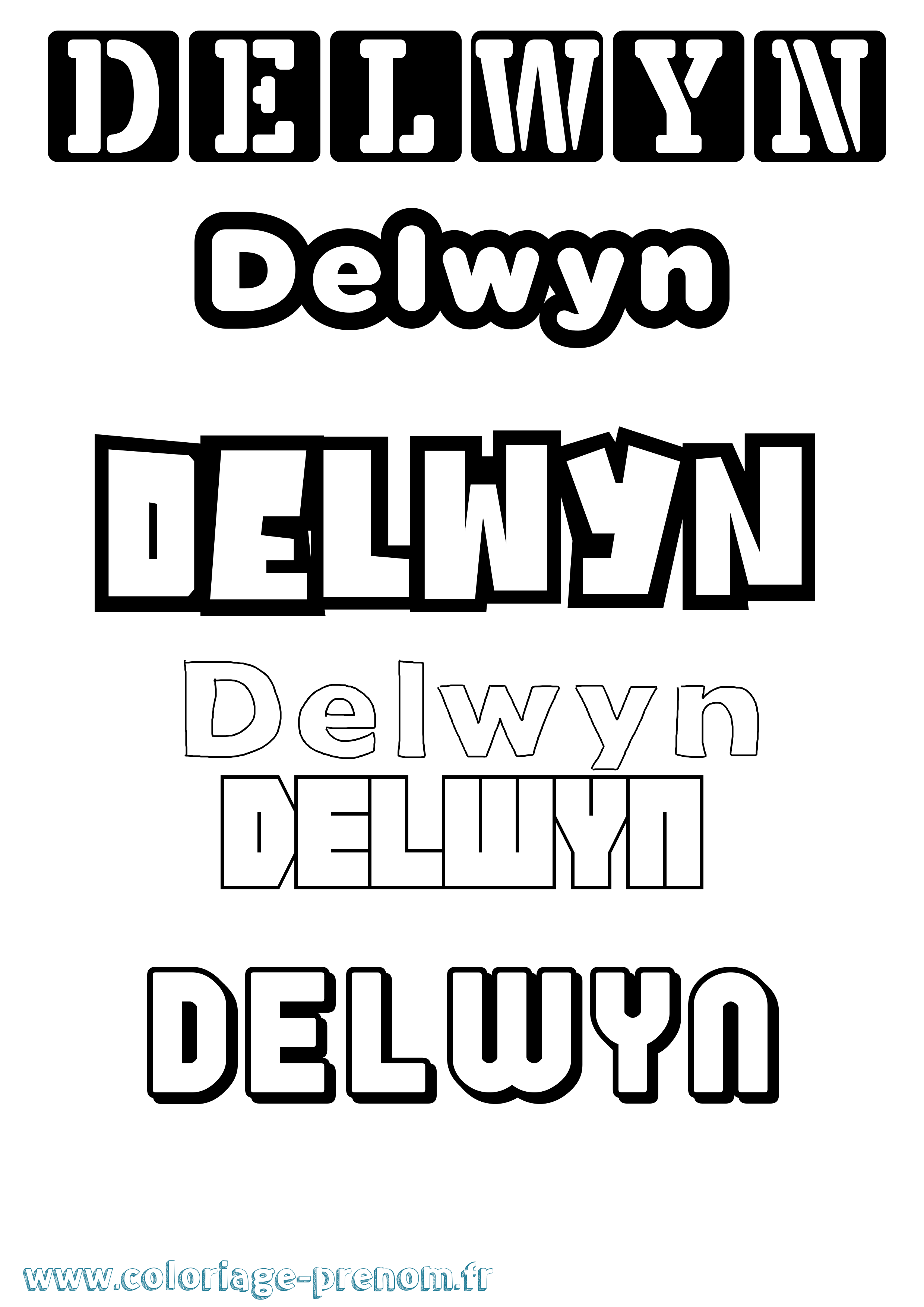 Coloriage Delwyn Simple Coloriage prénom Delwyn Simple